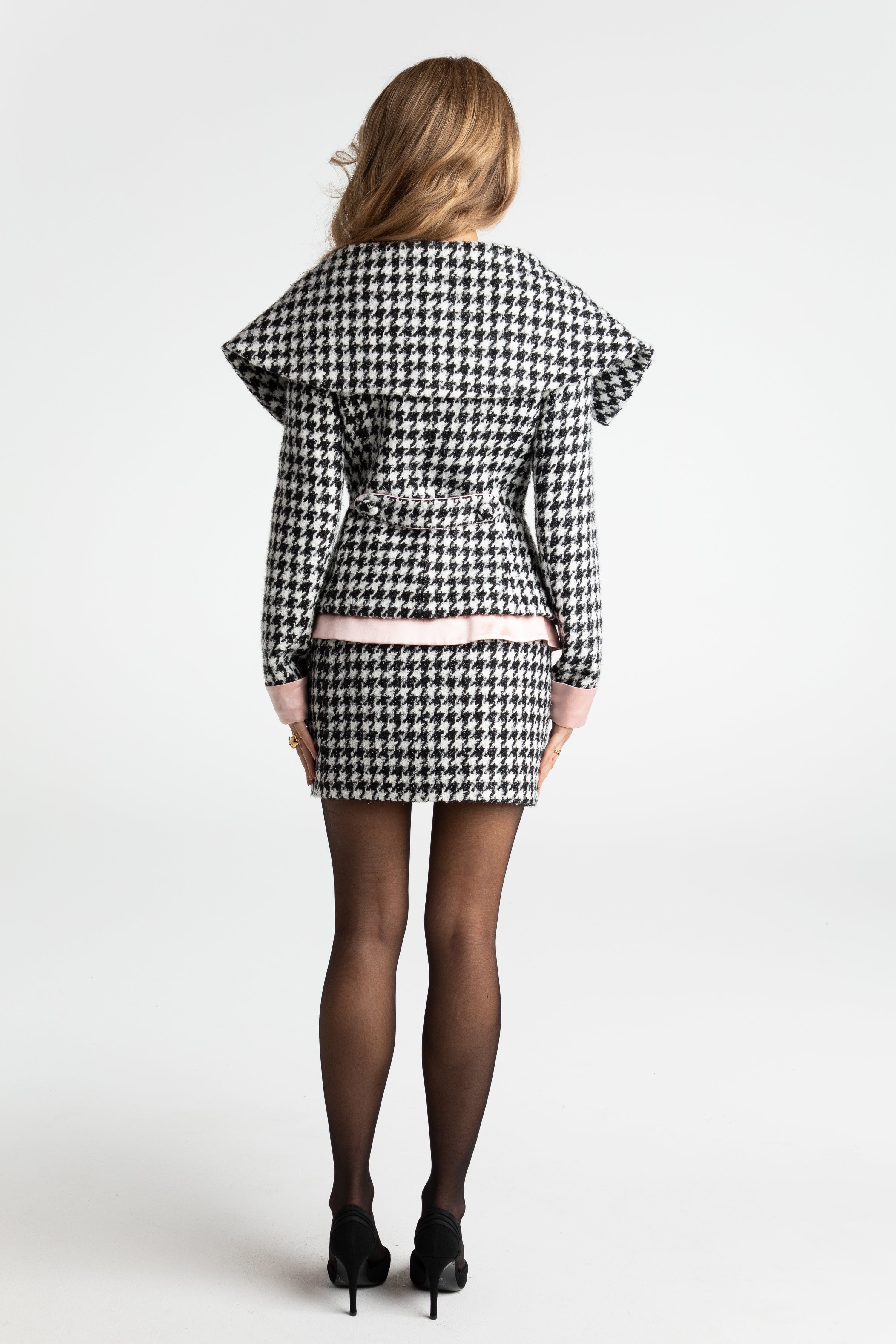 Nadia Lapel Jacket (Houndstooth) (Final Sale) made by Nana Jacqueline