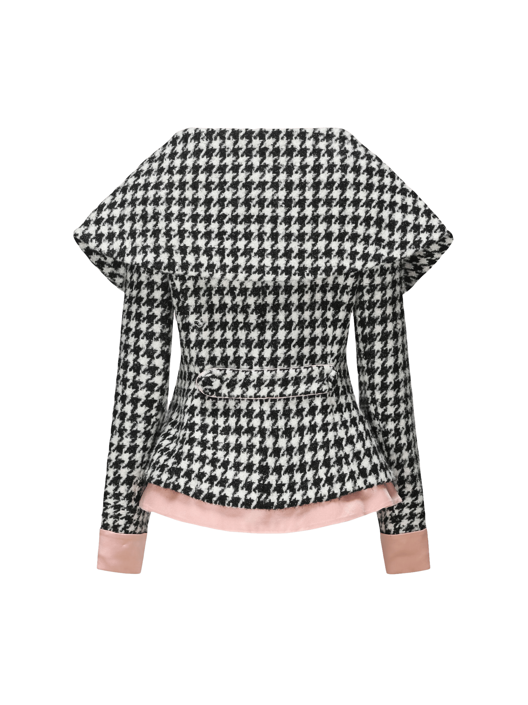 Nadia Lapel Jacket (Houndstooth) (Final Sale) in Black made by Nana Jacqueline