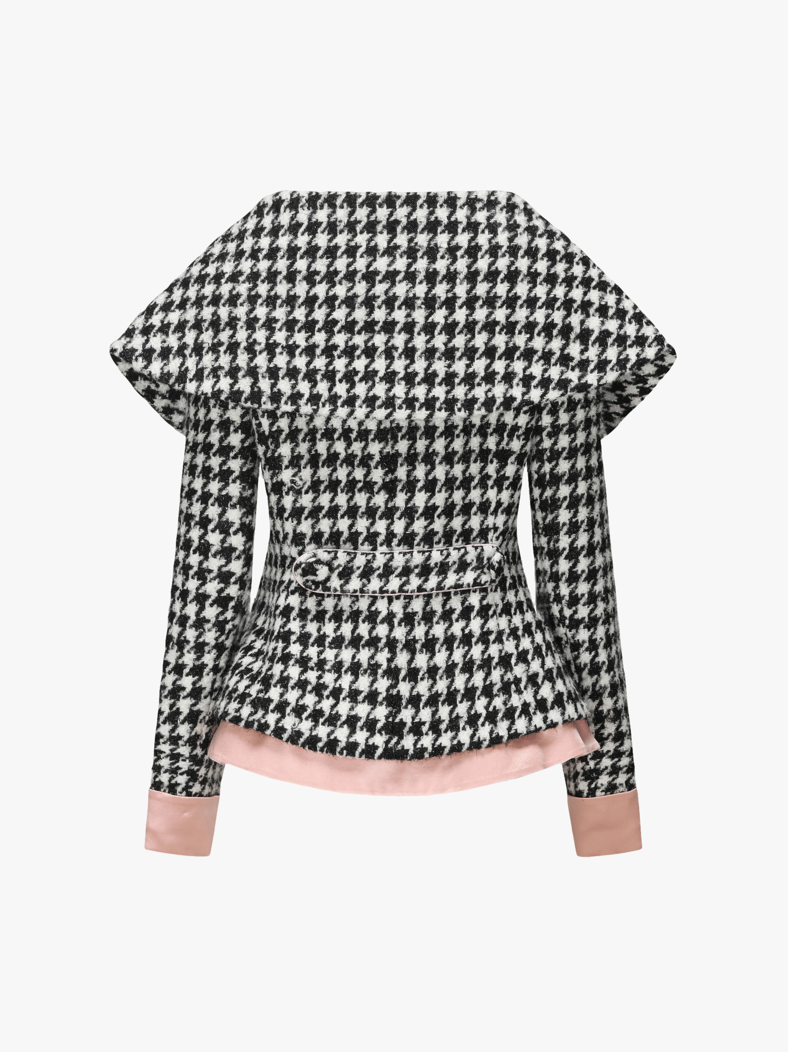 Nadia Lapel Jacket (Houndstooth) (Final Sale) in Black made by Nana Jacqueline