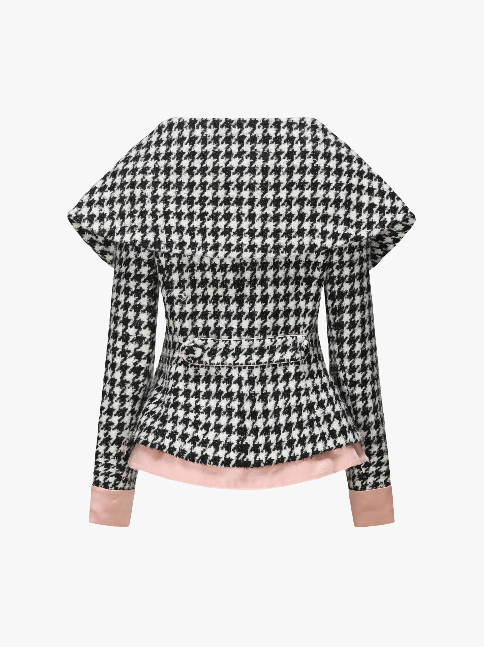 Nadia Lapel Jacket (Houndstooth) (Final Sale) in Black made by Nana Jacqueline