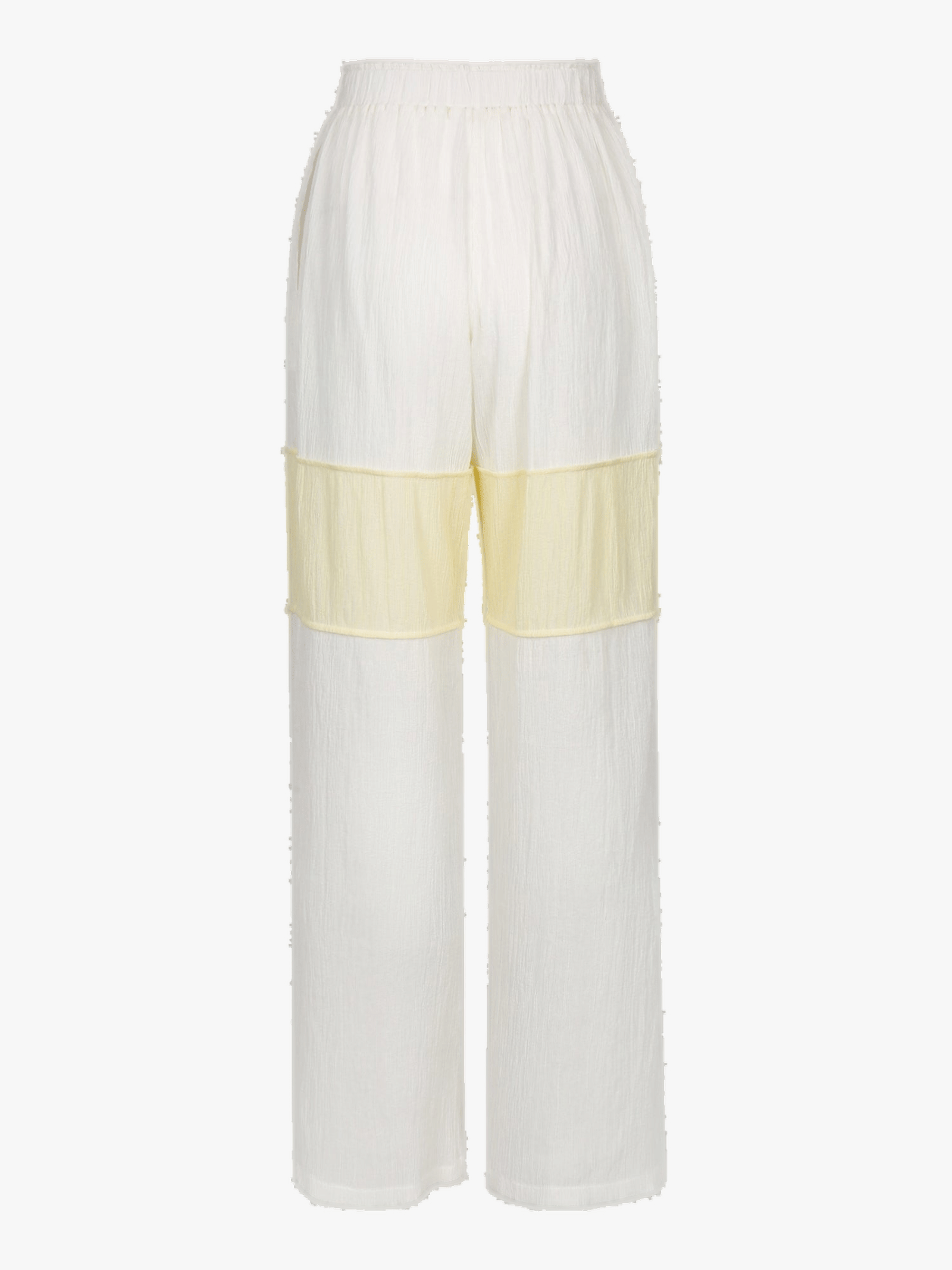 WRINKLED PLEATED COTTON TROUSERS – IVORY/YELLOW made by YIBRI