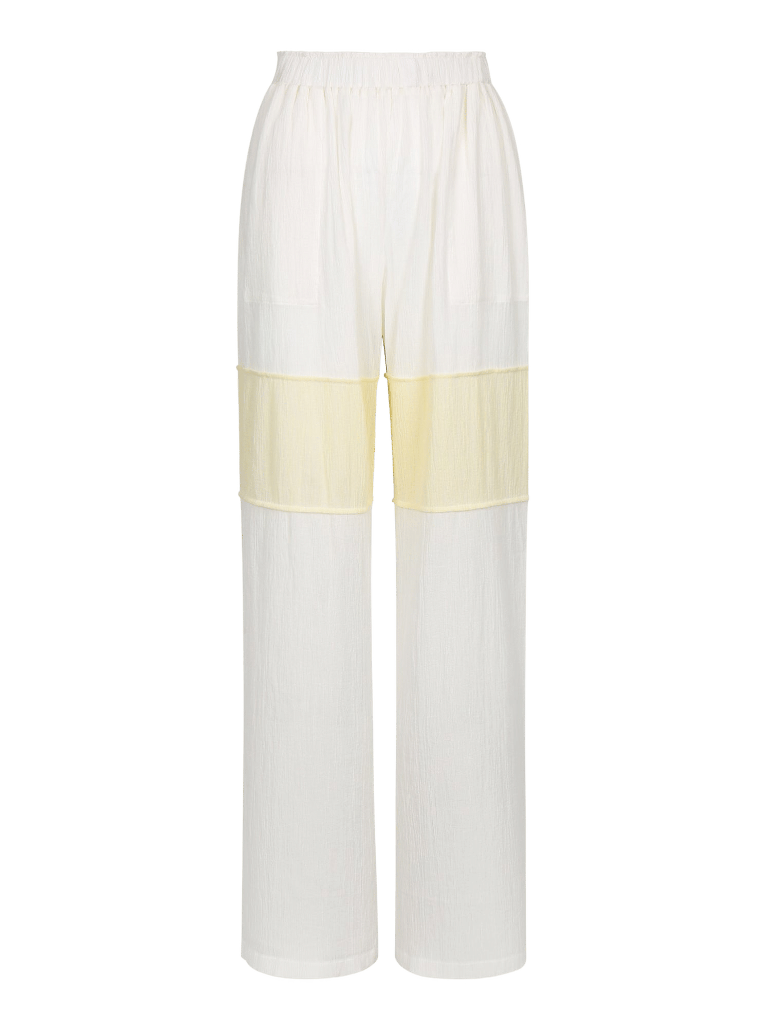 WRINKLED PLEATED COTTON TROUSERS – IVORY/YELLOW made by YIBRI