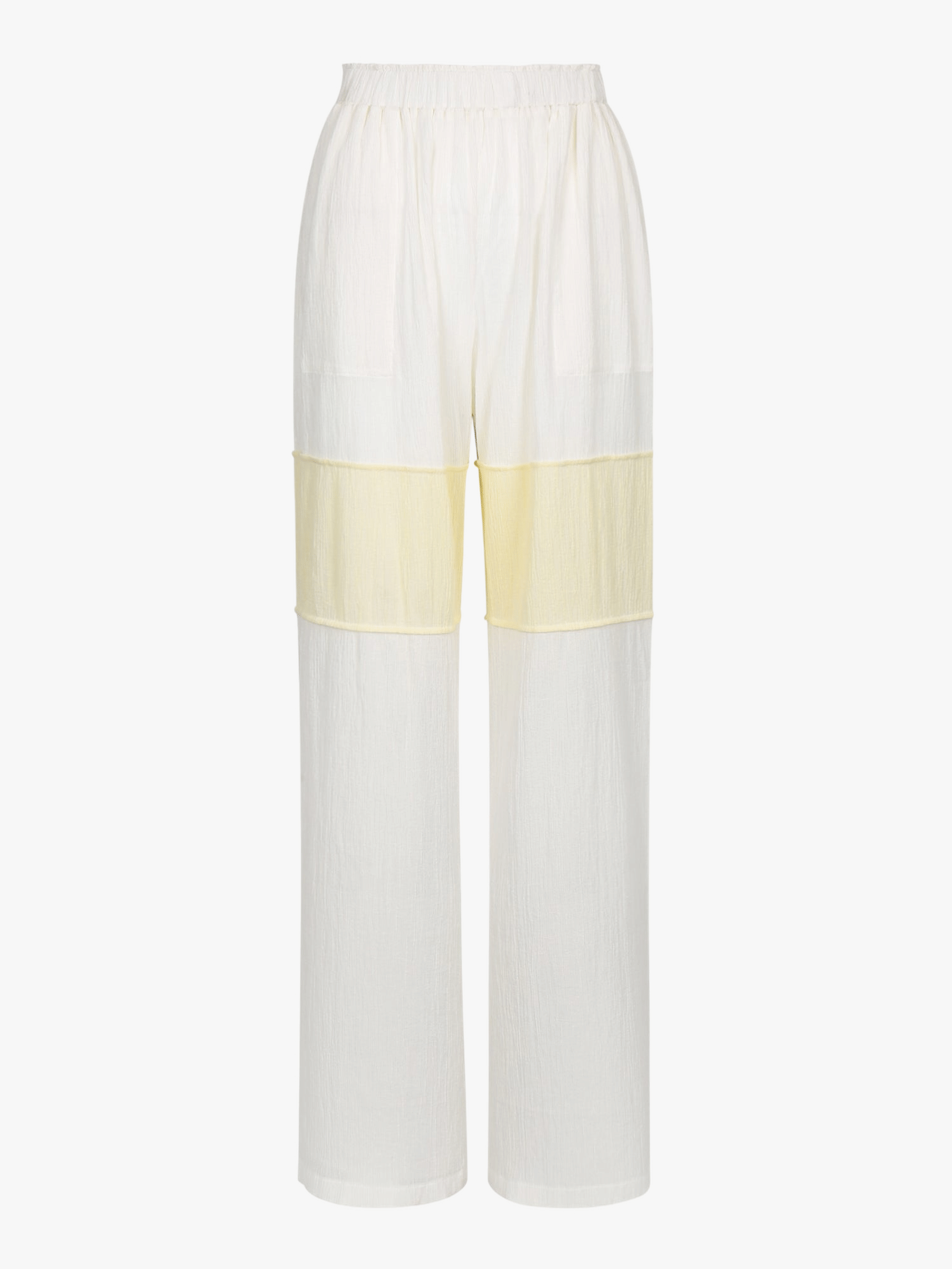 WRINKLED PLEATED COTTON TROUSERS – IVORY/YELLOW made by YIBRI