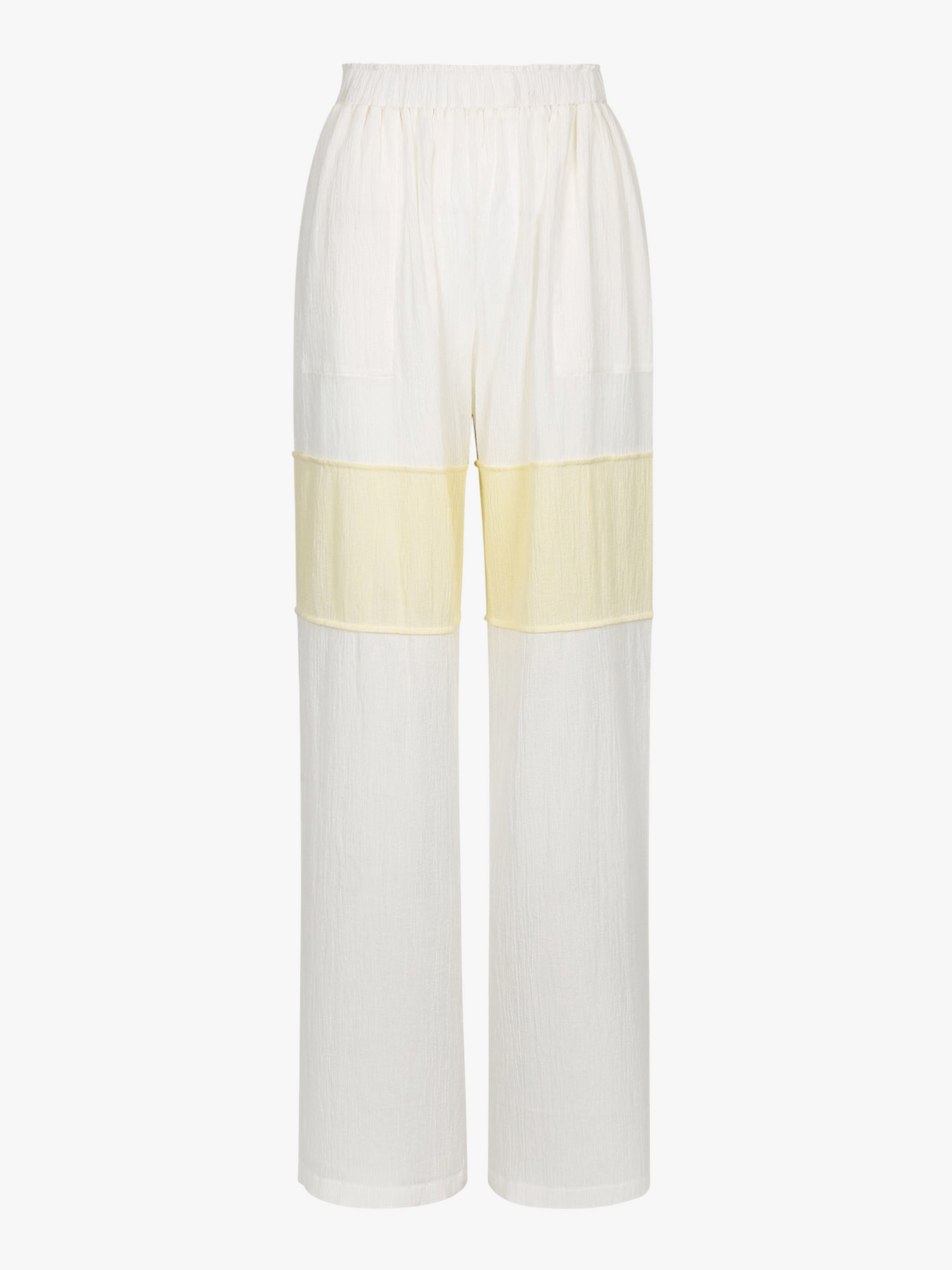 WRINKLED PLEATED COTTON TROUSERS – IVORY/YELLOW made by YIBRI