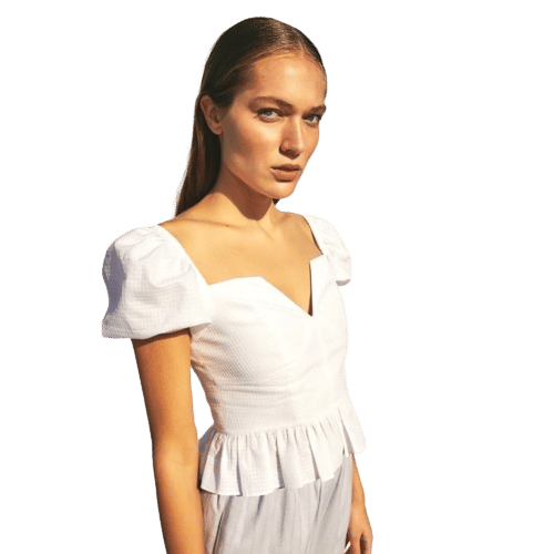 Movenna Top in White made by Nazli Ceren