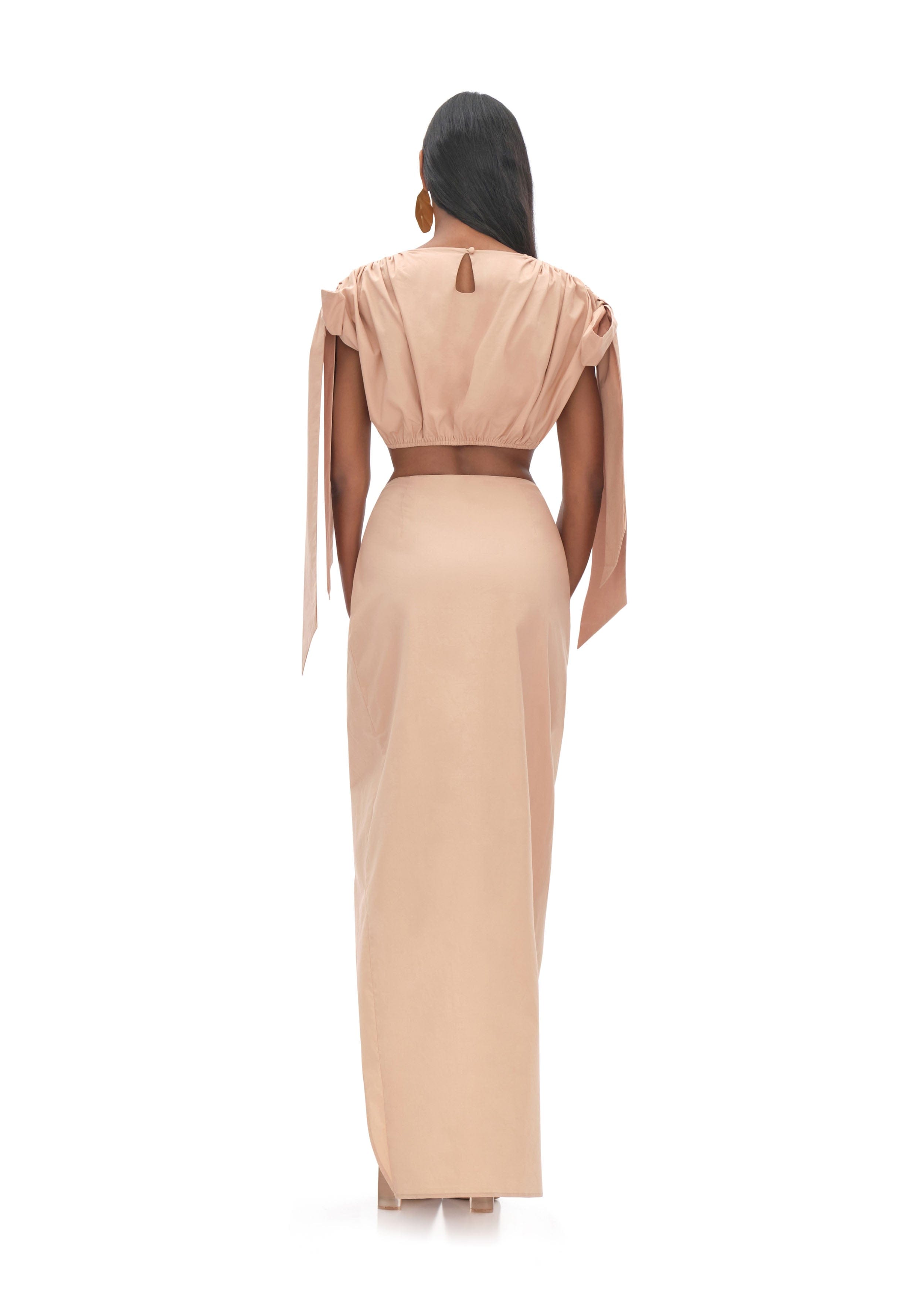 HALIMA NUDE CROPPED TOP made by Andrea Iyamah