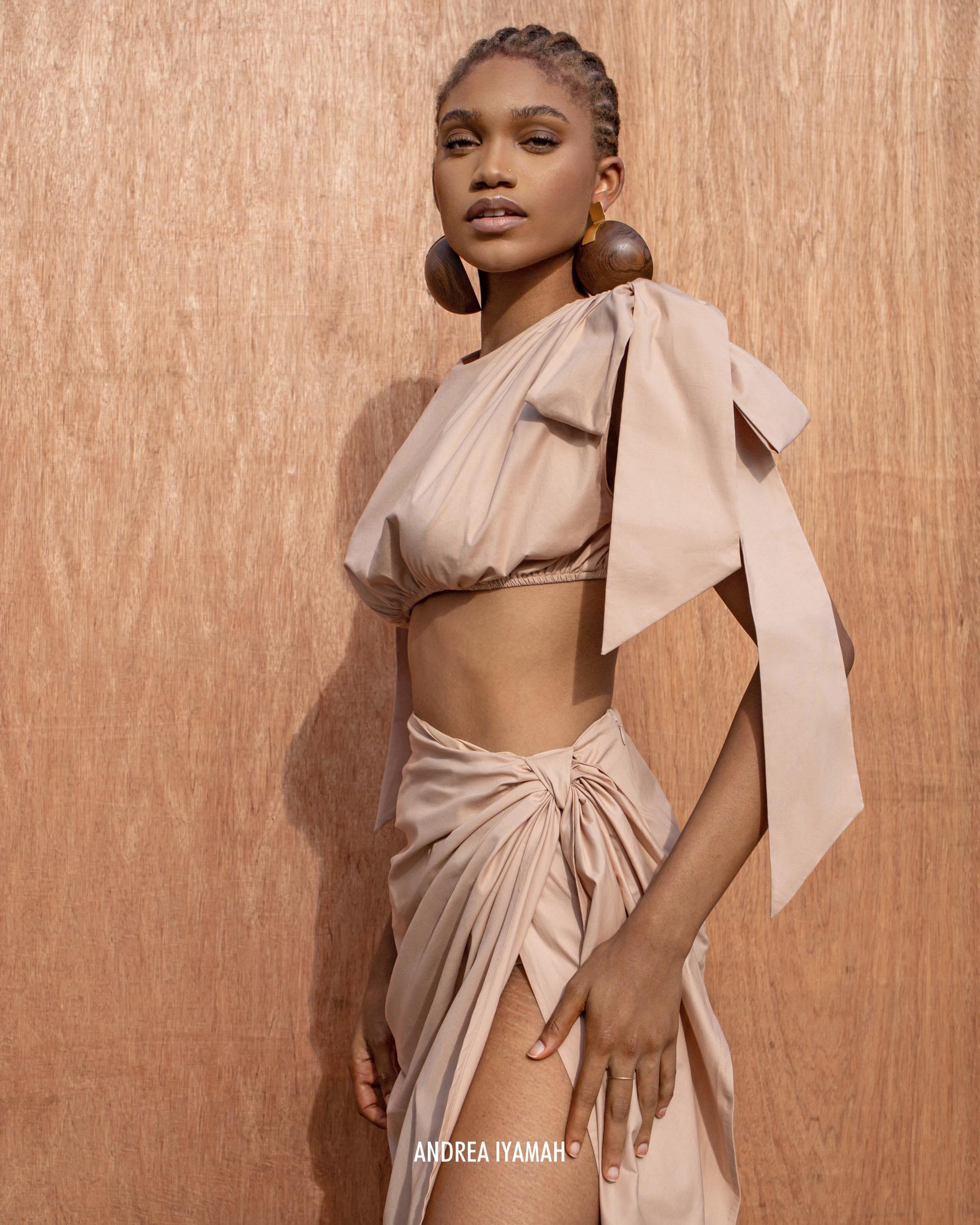 HALIMA NUDE CROPPED TOP made by Andrea Iyamah