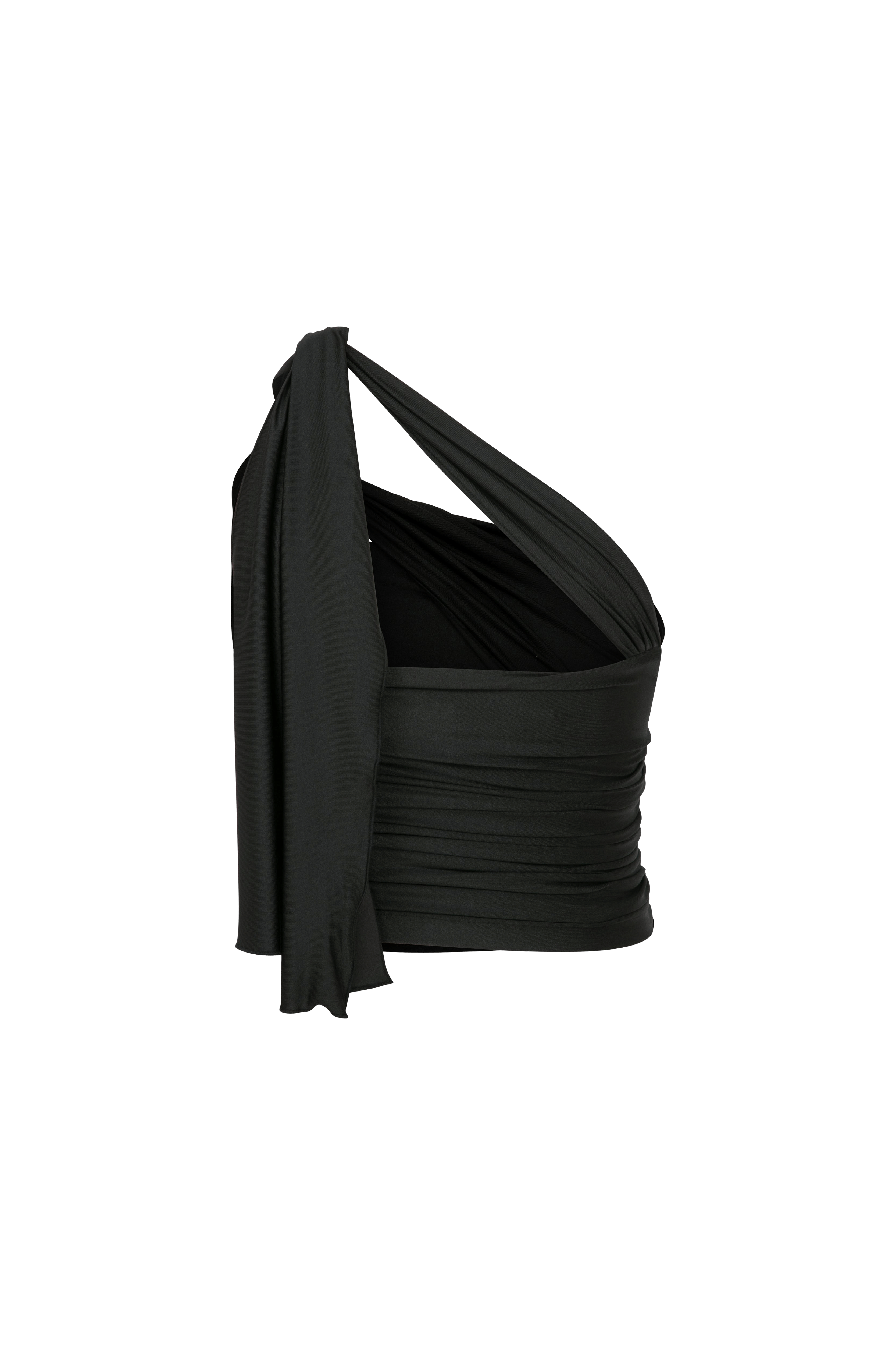 Evelyn Jersey Asymmetric Top in Black made by Nazli Ceren