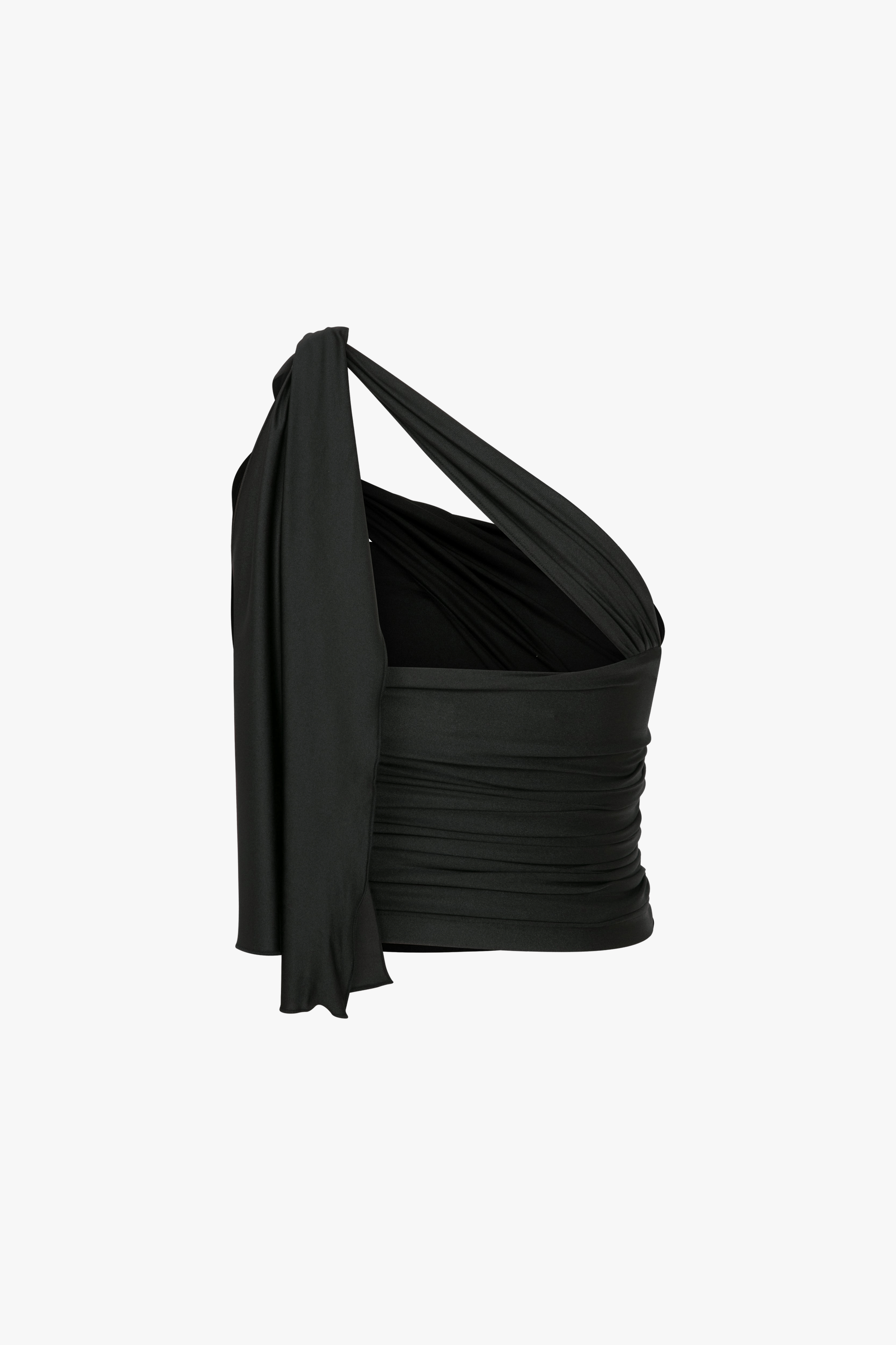 Evelyn Jersey Asymmetric Top in Black made by Nazli Ceren