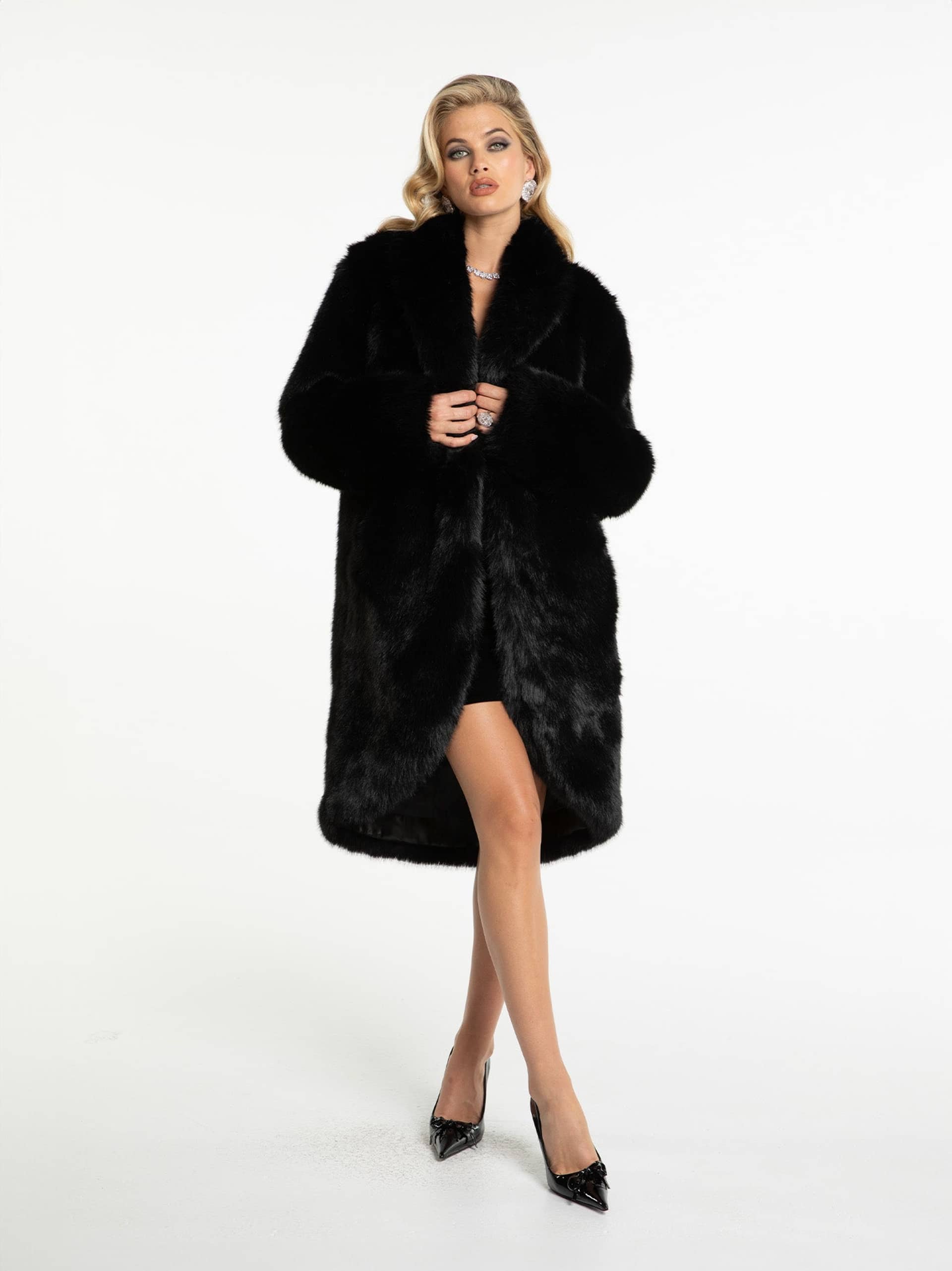 Sofia Fur Coat (Black) made by Nana Jacqueline