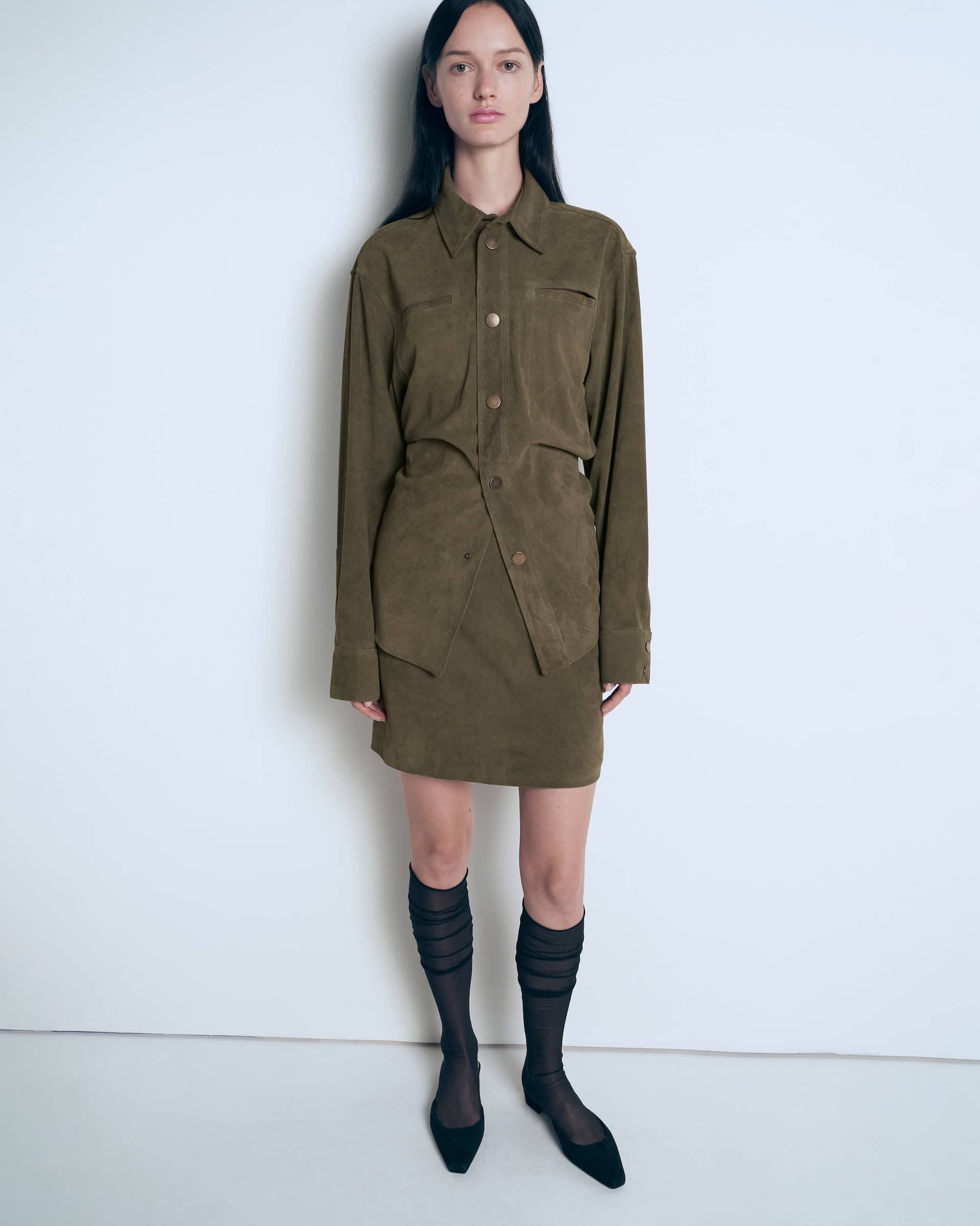 Suede khaki shirt made by A.M.G