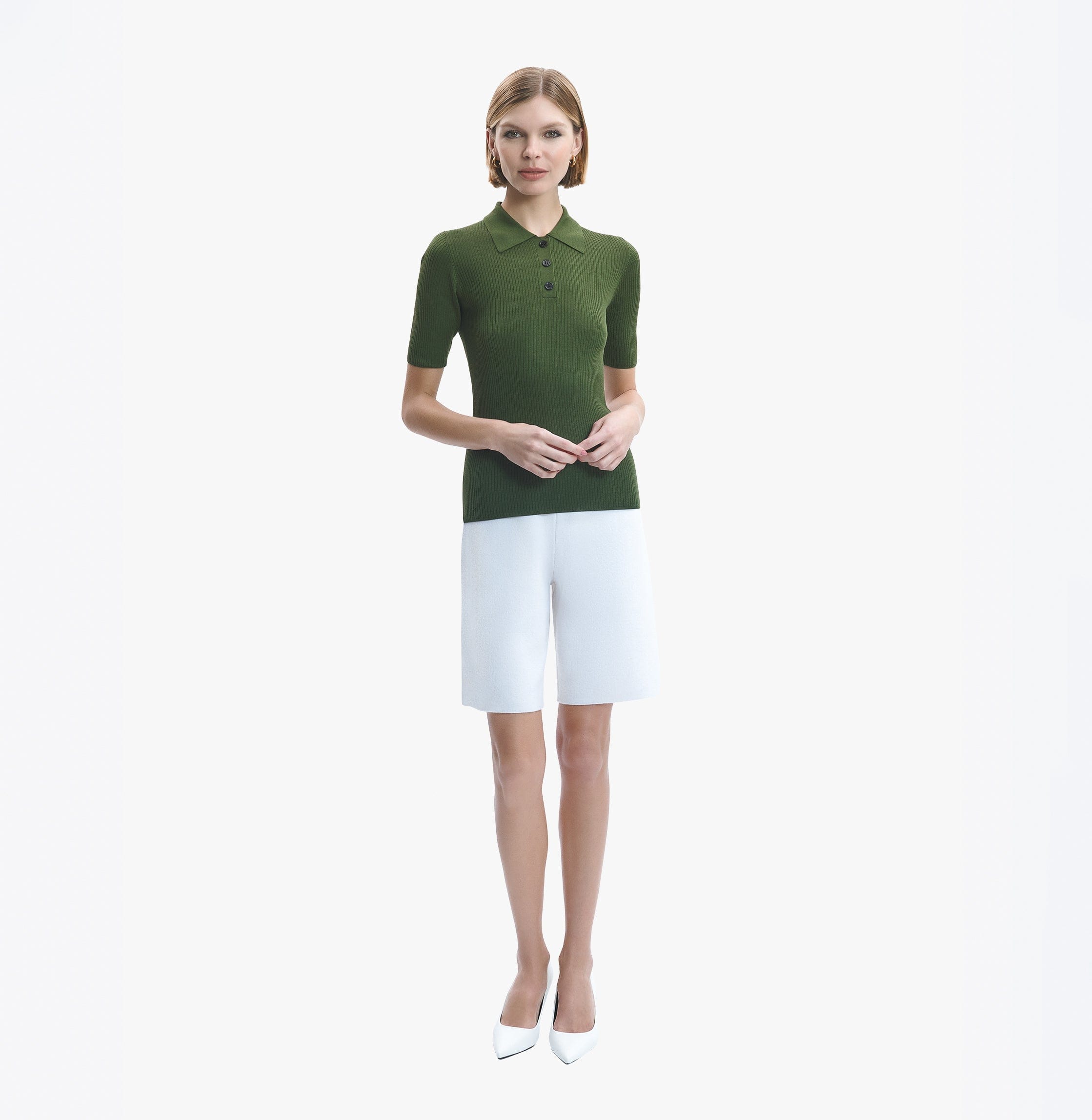 SILK AND WOOL POLO SHIRT in Green made by CRUSH Collection