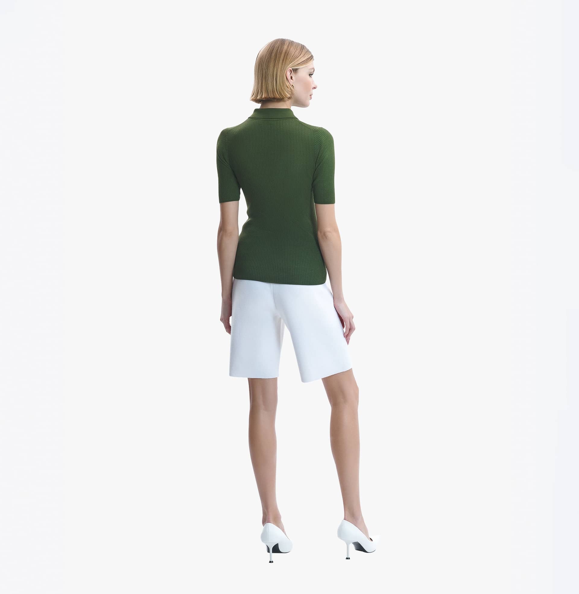 SILK AND WOOL POLO SHIRT in Green made by CRUSH Collection