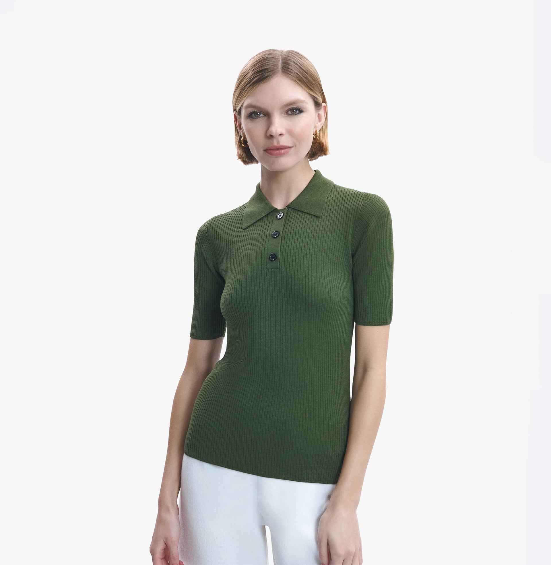 SILK AND WOOL POLO SHIRT in Green made by CRUSH Collection