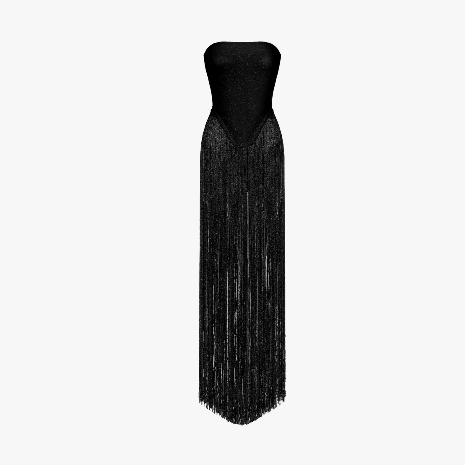 Scarlet Bodysuit Fringe Dress In Black made by Decolet The Label