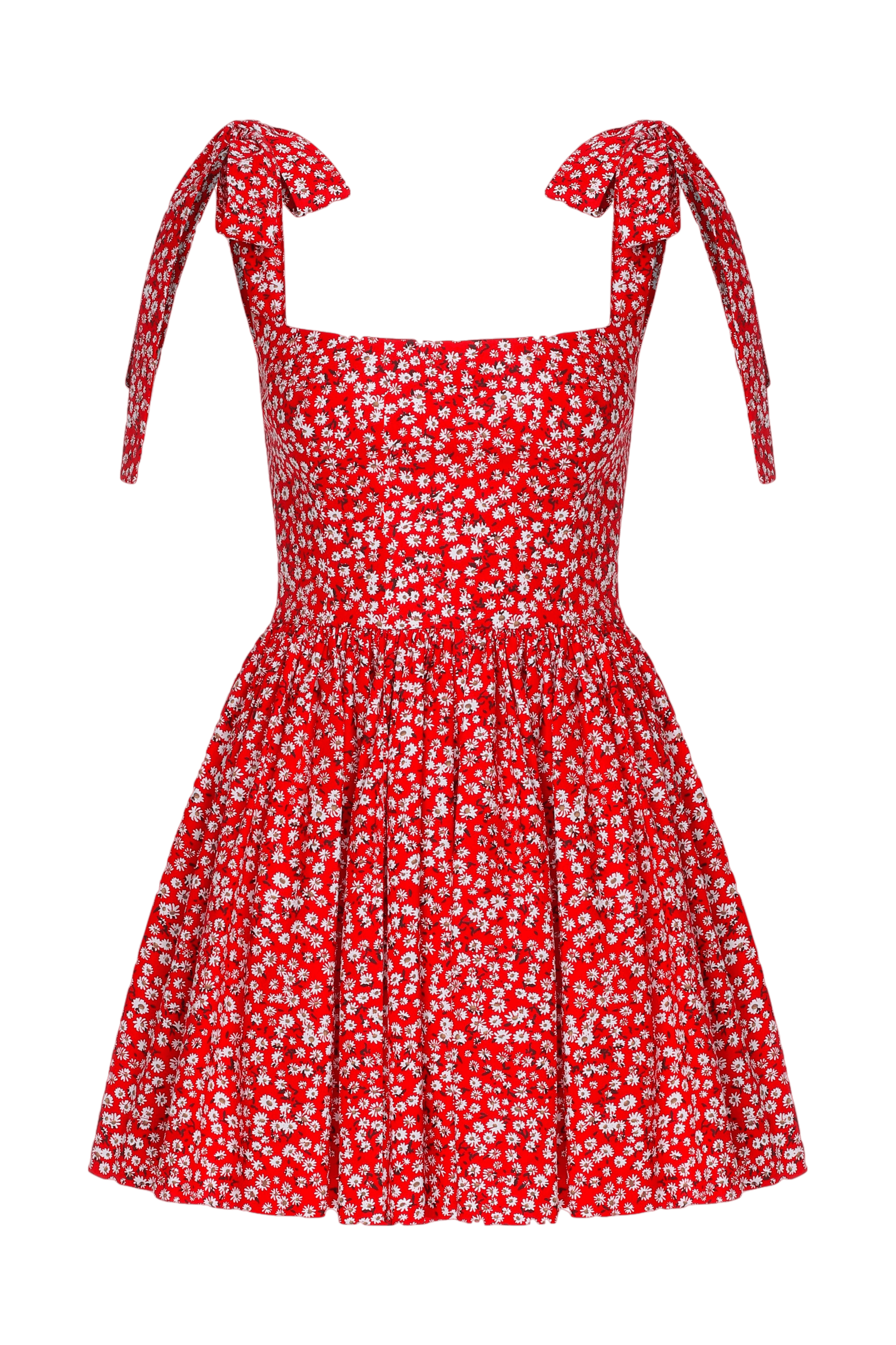 Audree Floral Print Poplin Mini Dress in Candy Red made by Nazli Ceren