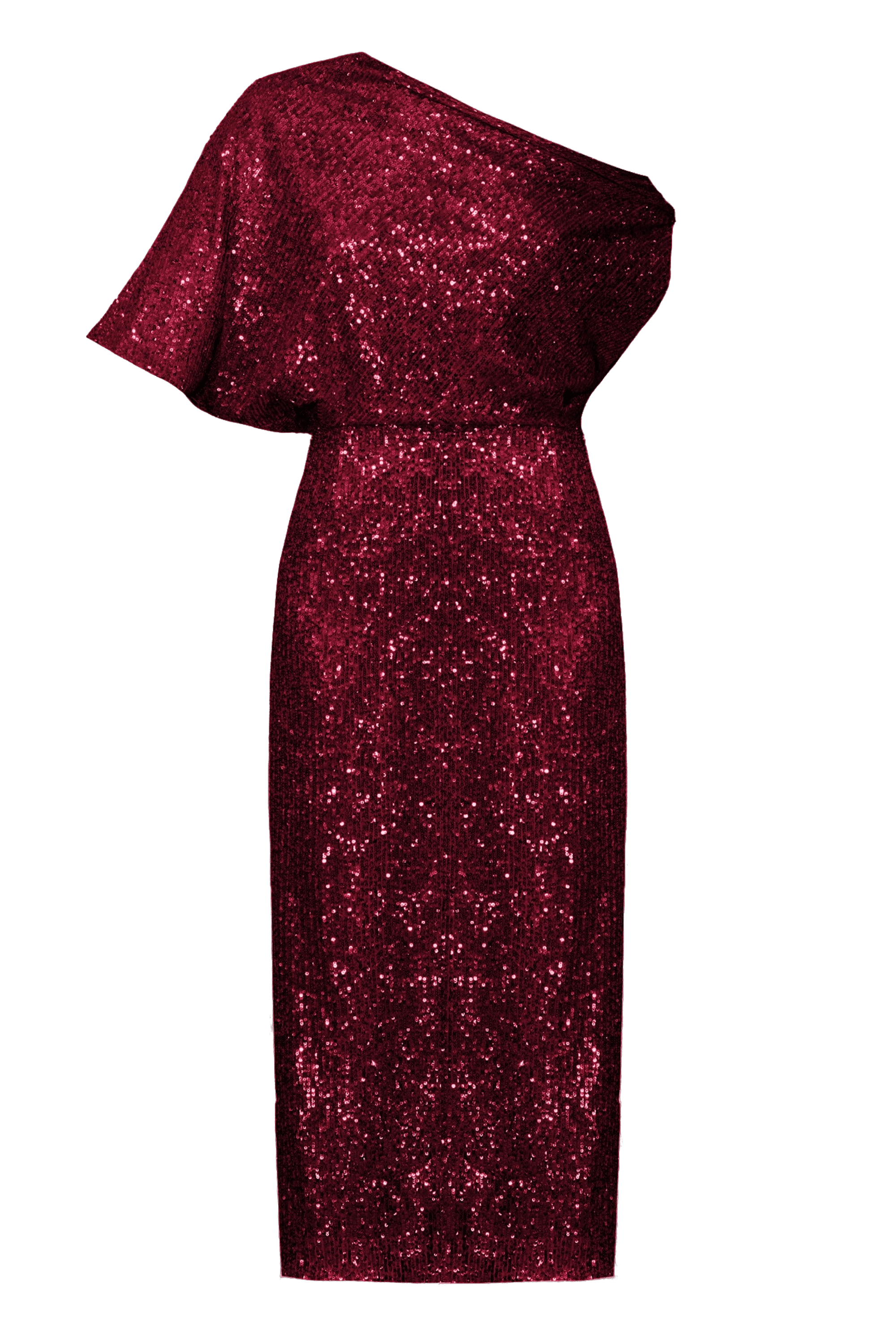 MARGO deep red sequin asymmetric cocktail dress made by UNDRESS