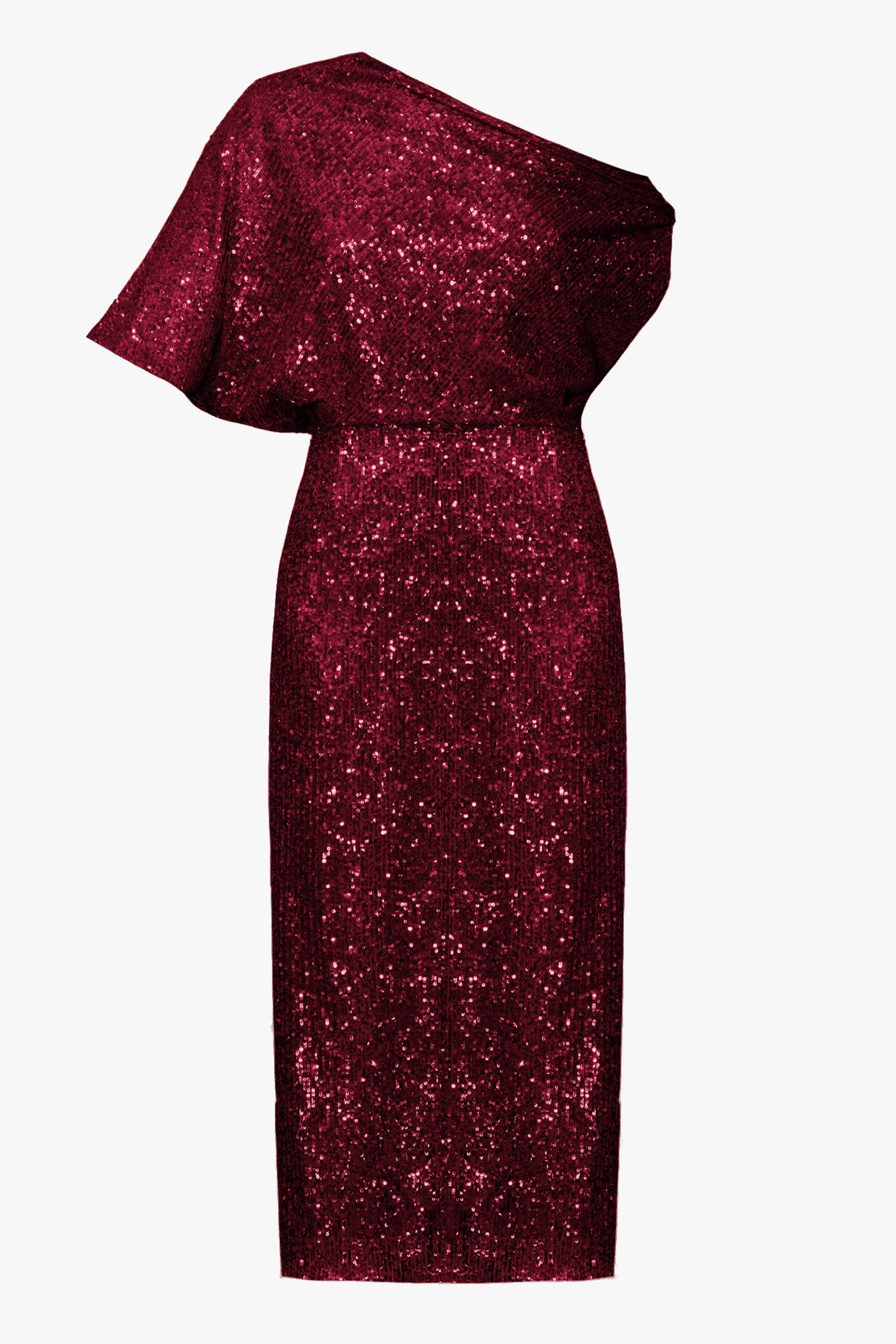 MARGO deep red sequin asymmetric cocktail dress made by UNDRESS