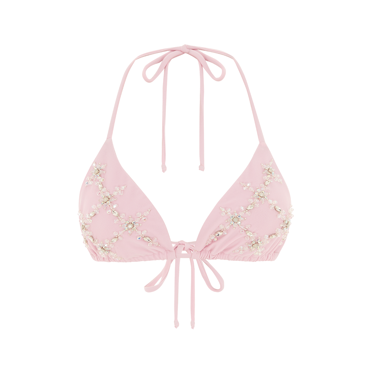 Rose Luxe Self-Tie Pink Bikini Top in Pink made by Oceanus Swimwear