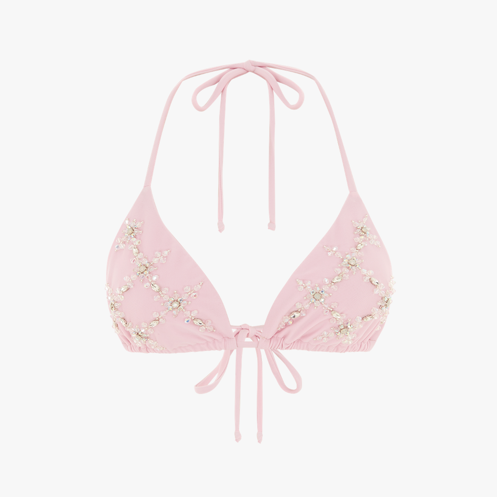 Rose Luxe Self-Tie Pink Bikini Top in Pink made by Oceanus Swimwear