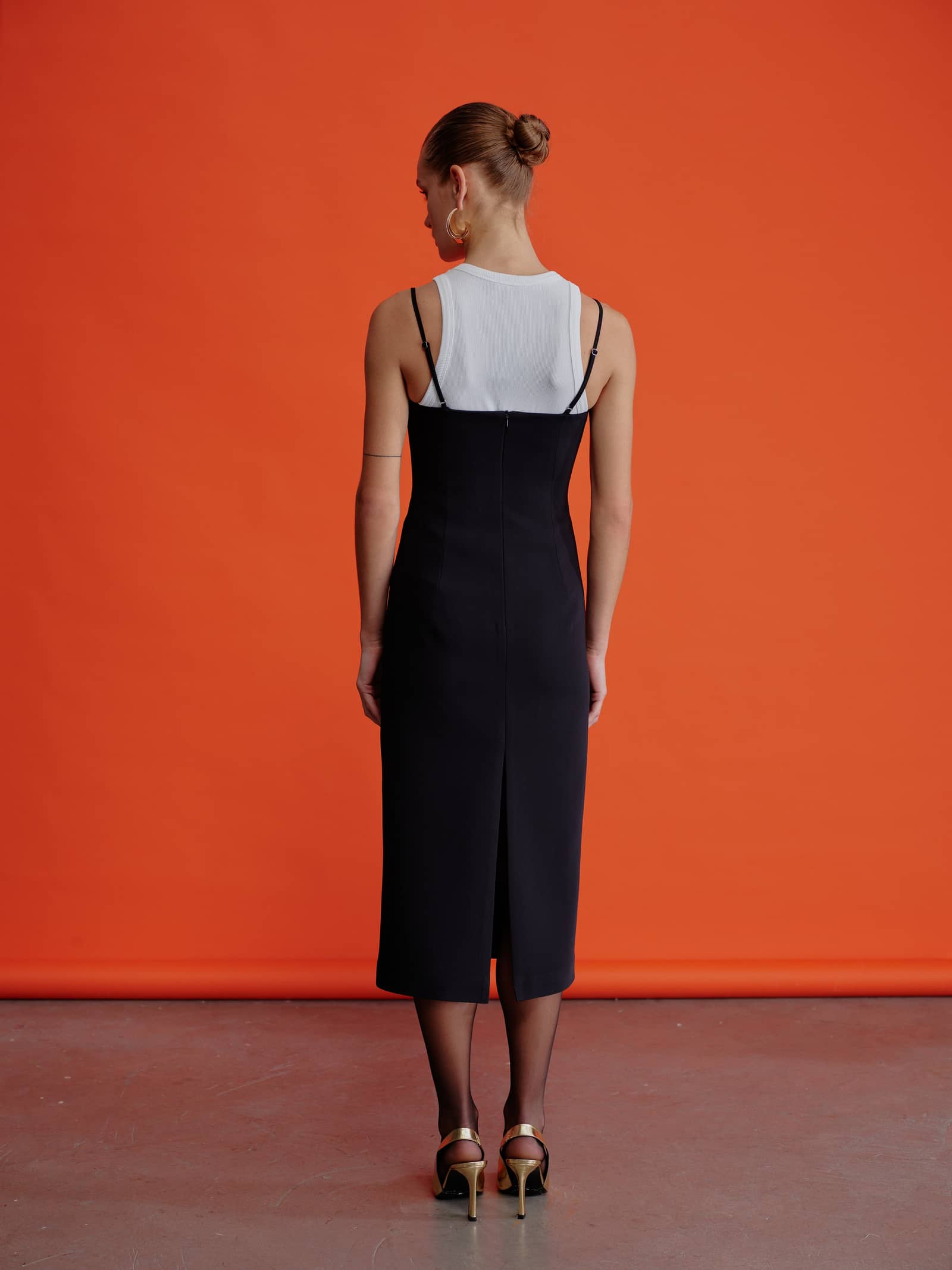 Miles Crepe Midi Dress in Black made by Nazli Ceren