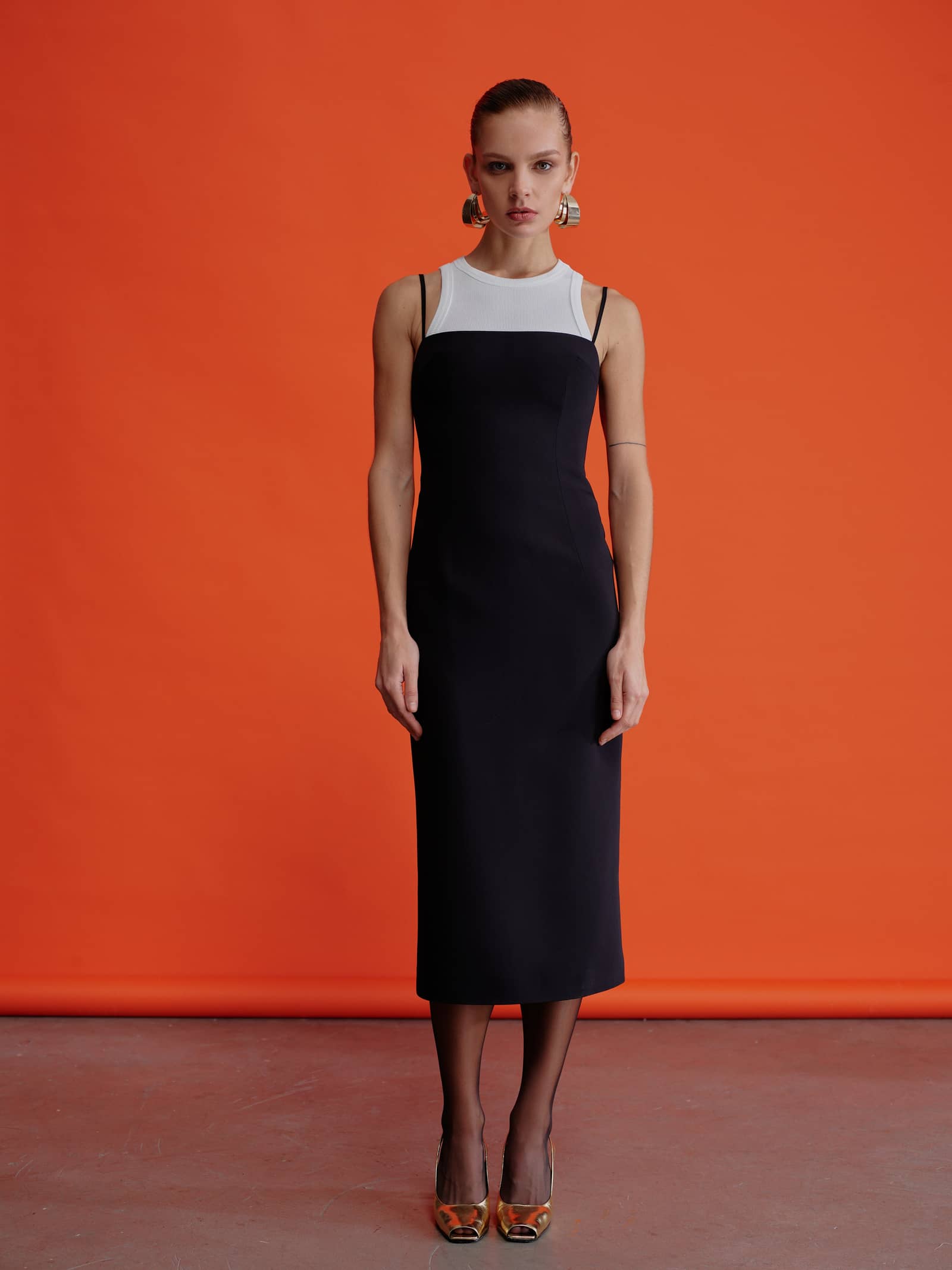 Miles Crepe Midi Dress in Black made by Nazli Ceren