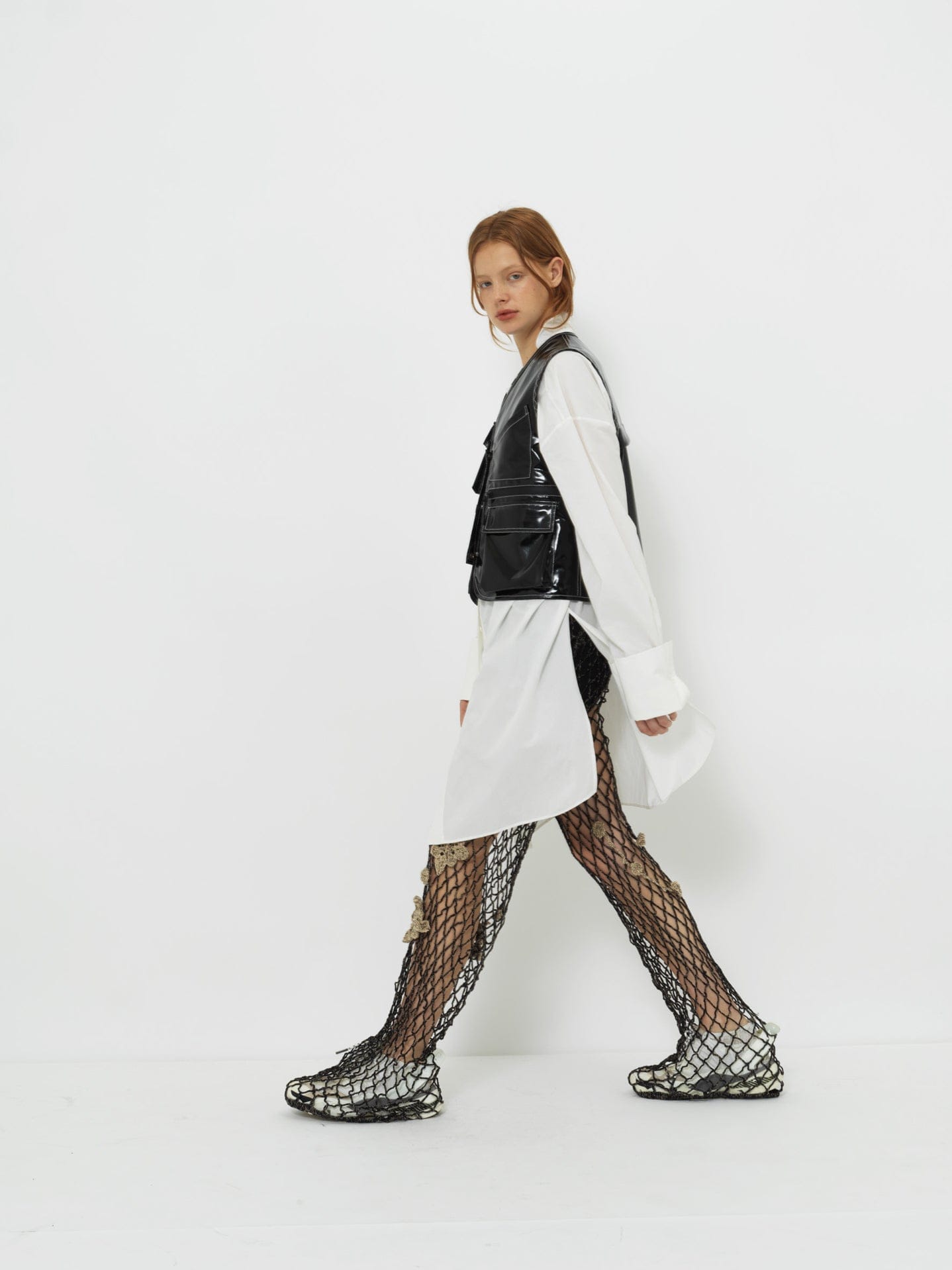 Glossy Linen Coated Utility Vest made by YIBRI