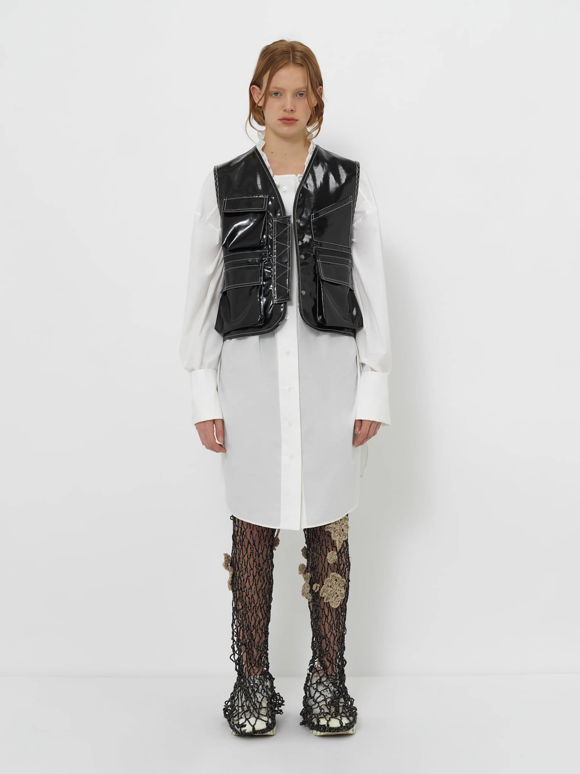 Glossy Linen Coated Utility Vest made by YIBRI