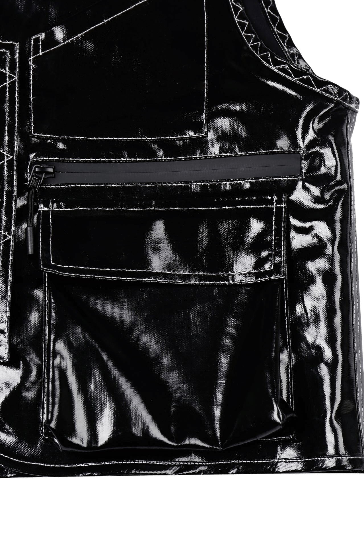 Glossy Linen Coated Utility Vest made by YIBRI