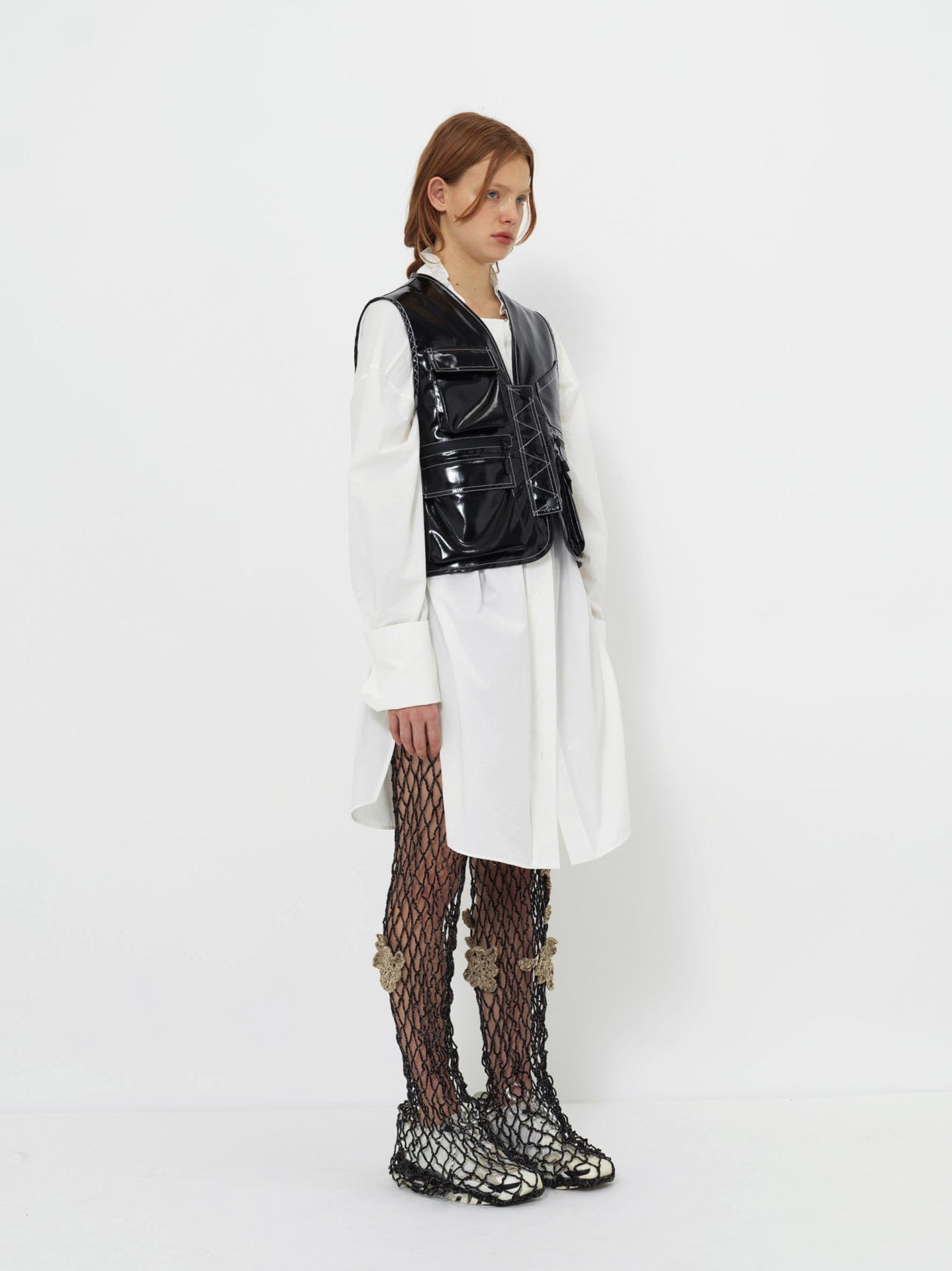 Glossy Linen Coated Utility Vest made by YIBRI