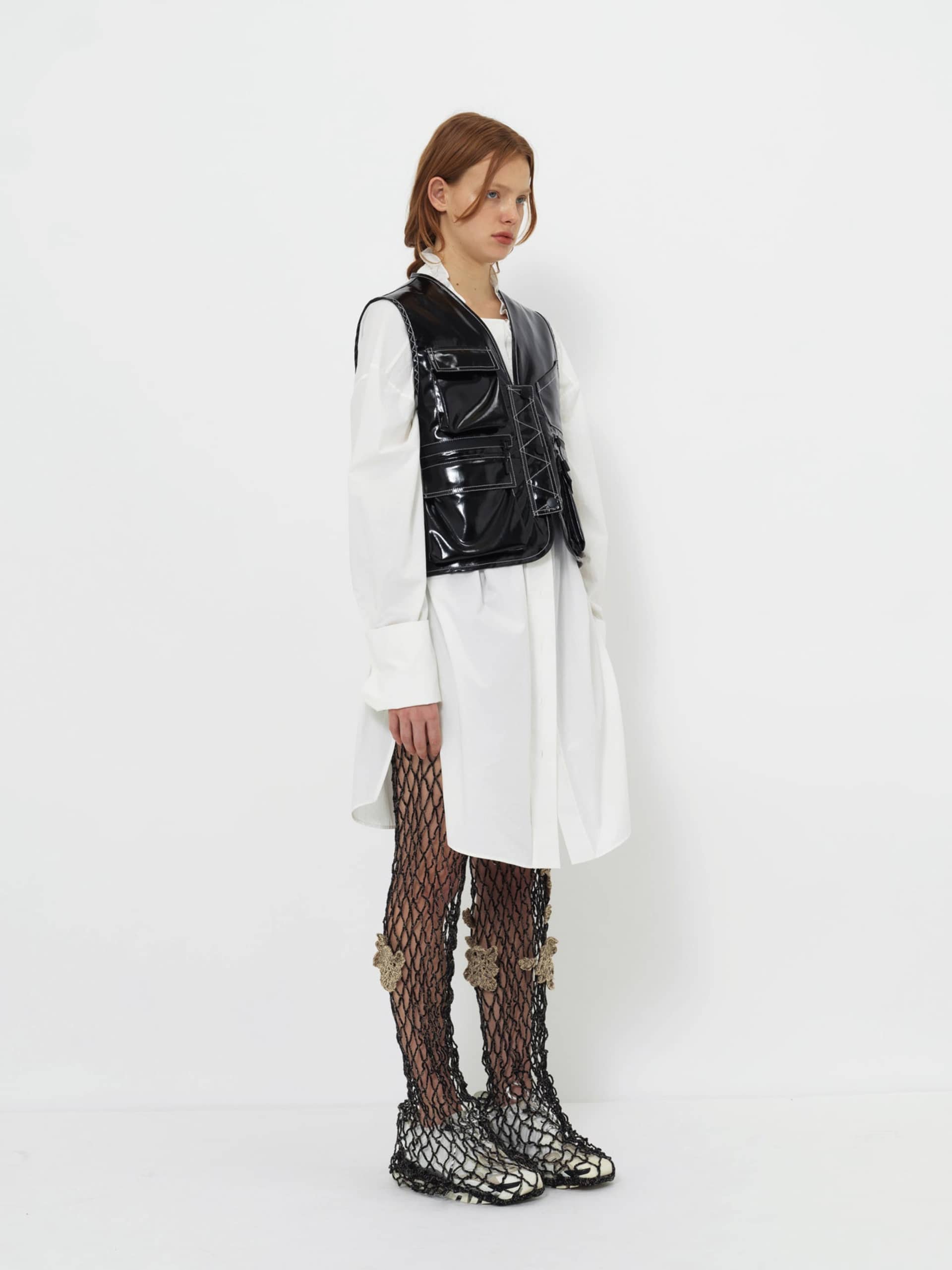 Glossy Linen Coated Utility Vest made by YIBRI