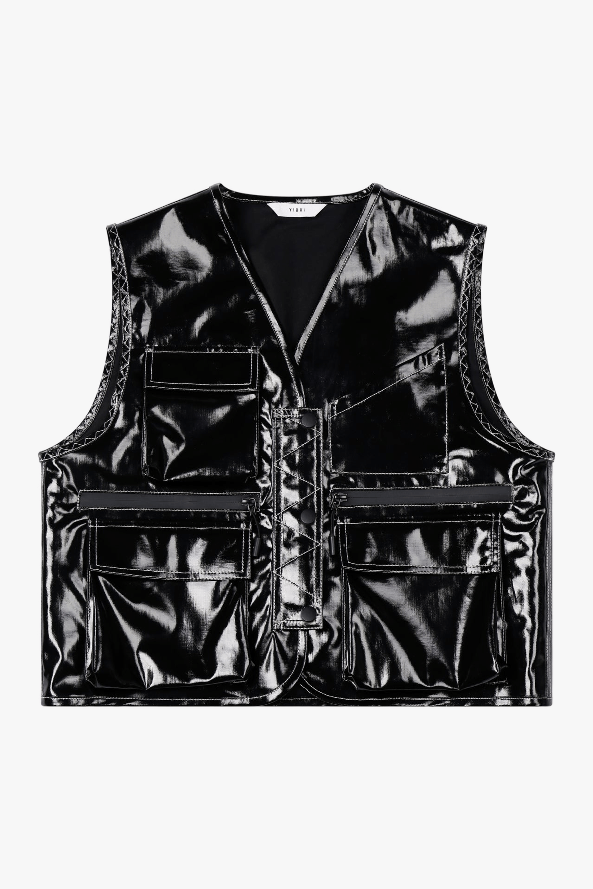 Glossy Linen Coated Utility Vest made by YIBRI