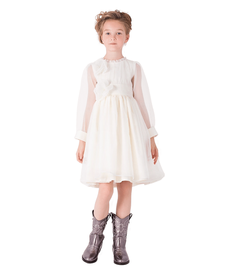 Organza Flower Appliqué Girls Dress made by Mama Luma