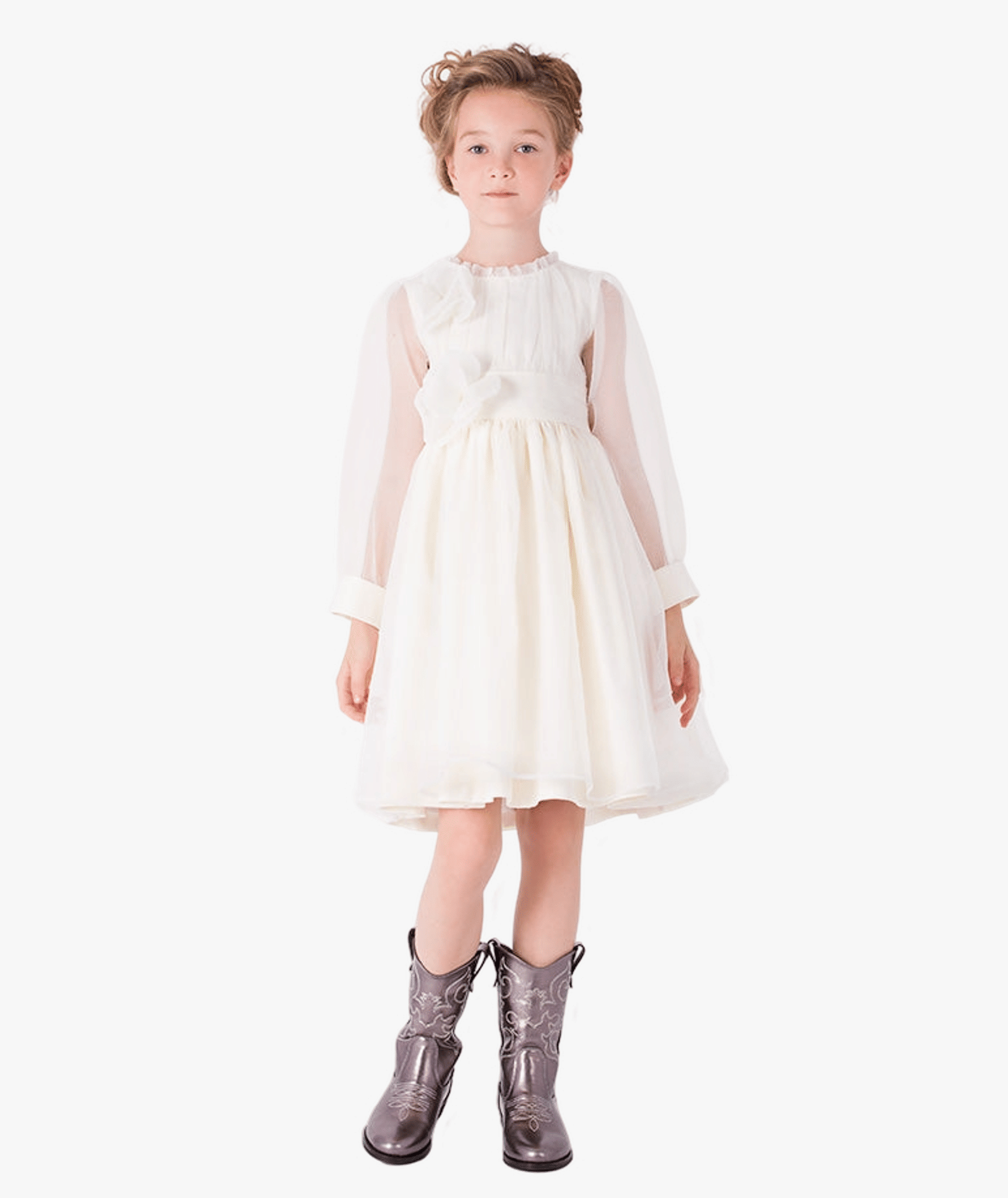 Organza Flower Appliqué Girls Dress made by Mama Luma