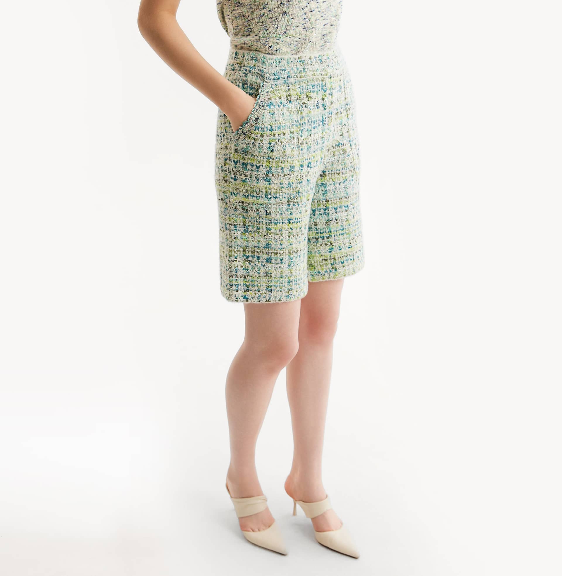 CHECK TWEED BERMUDA SHORTS made by CRUSH Collection