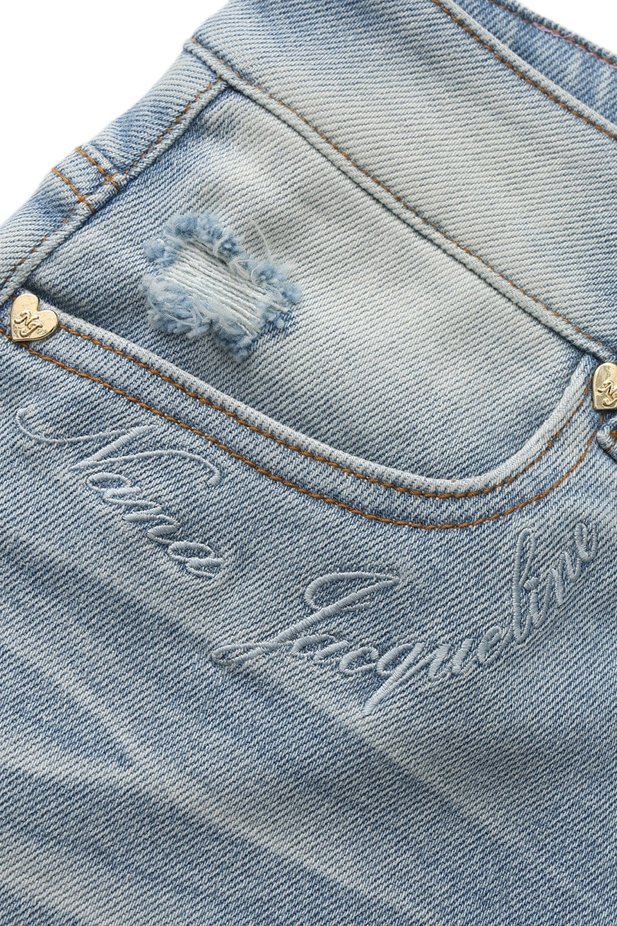 Lexi Low-Rise Light Blue Denim Mini Skirt made by Nana Jacqueline