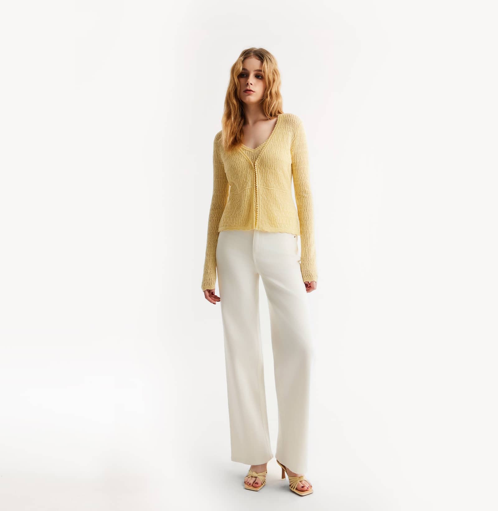 POINTELLE V-NECK CARDIGAN made by CRUSH Collection