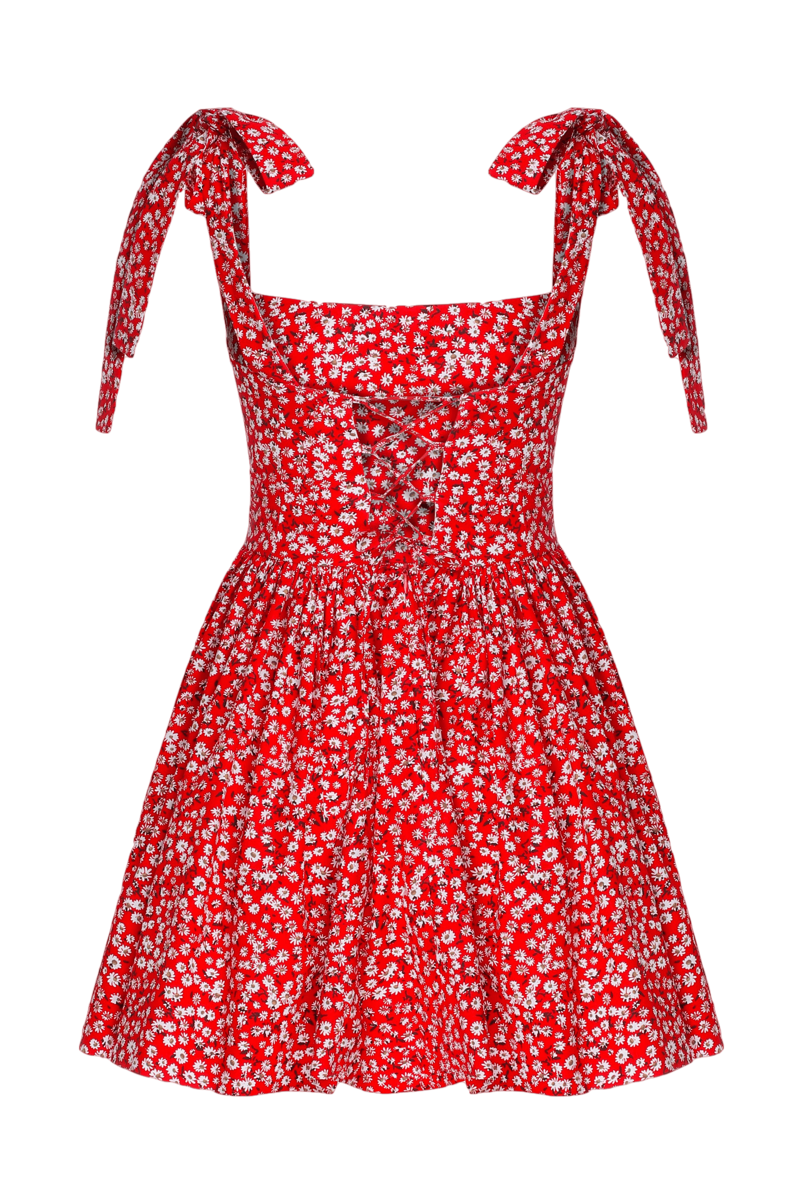 Audree Floral Print Poplin Mini Dress in Candy Red made by Nazli Ceren