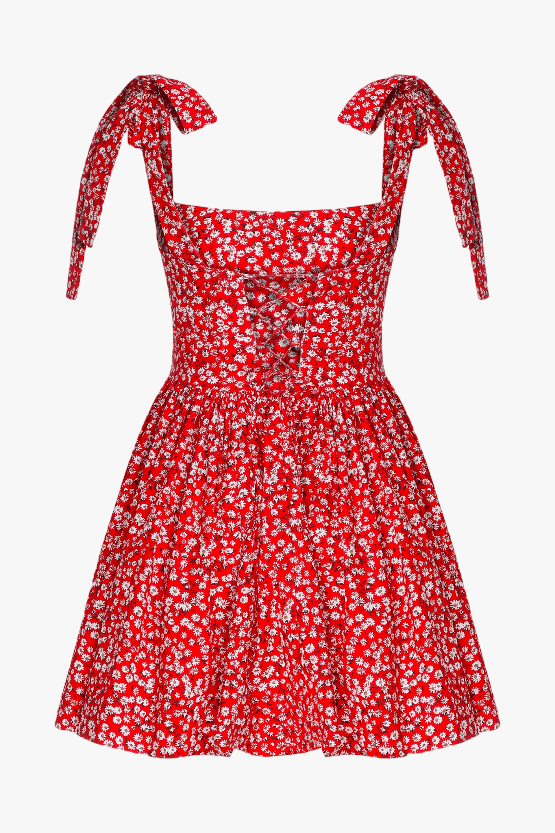 Audree Floral Print Poplin Mini Dress in Candy Red made by Nazli Ceren