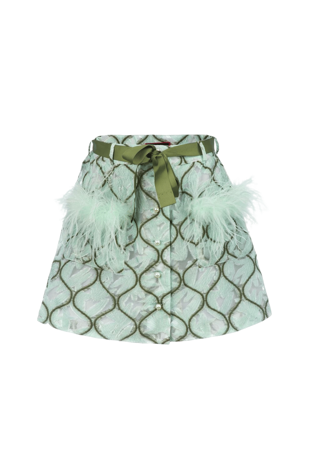 Mint Skirt With Feathers made by ANDREEVA