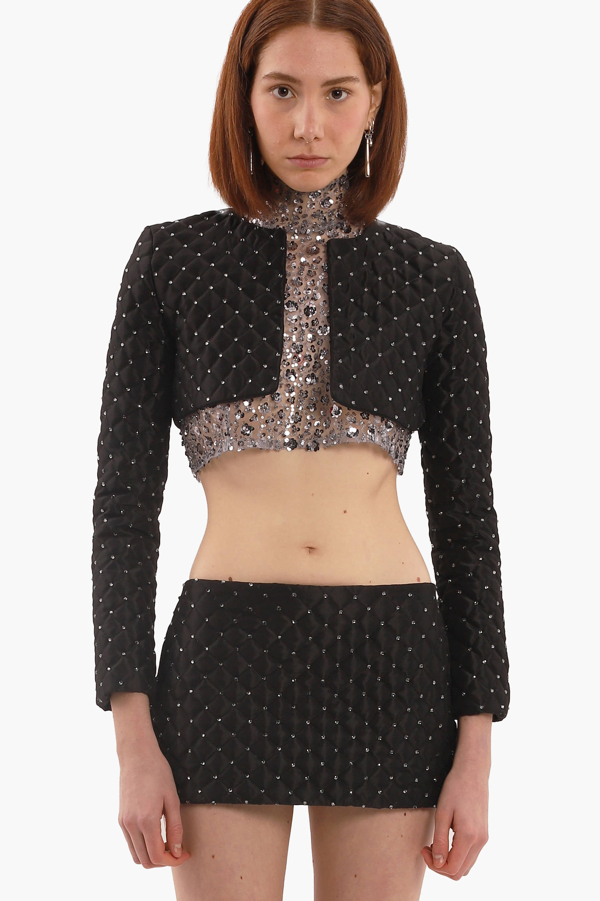 Black crystal quilted jacket made by Compte Spain