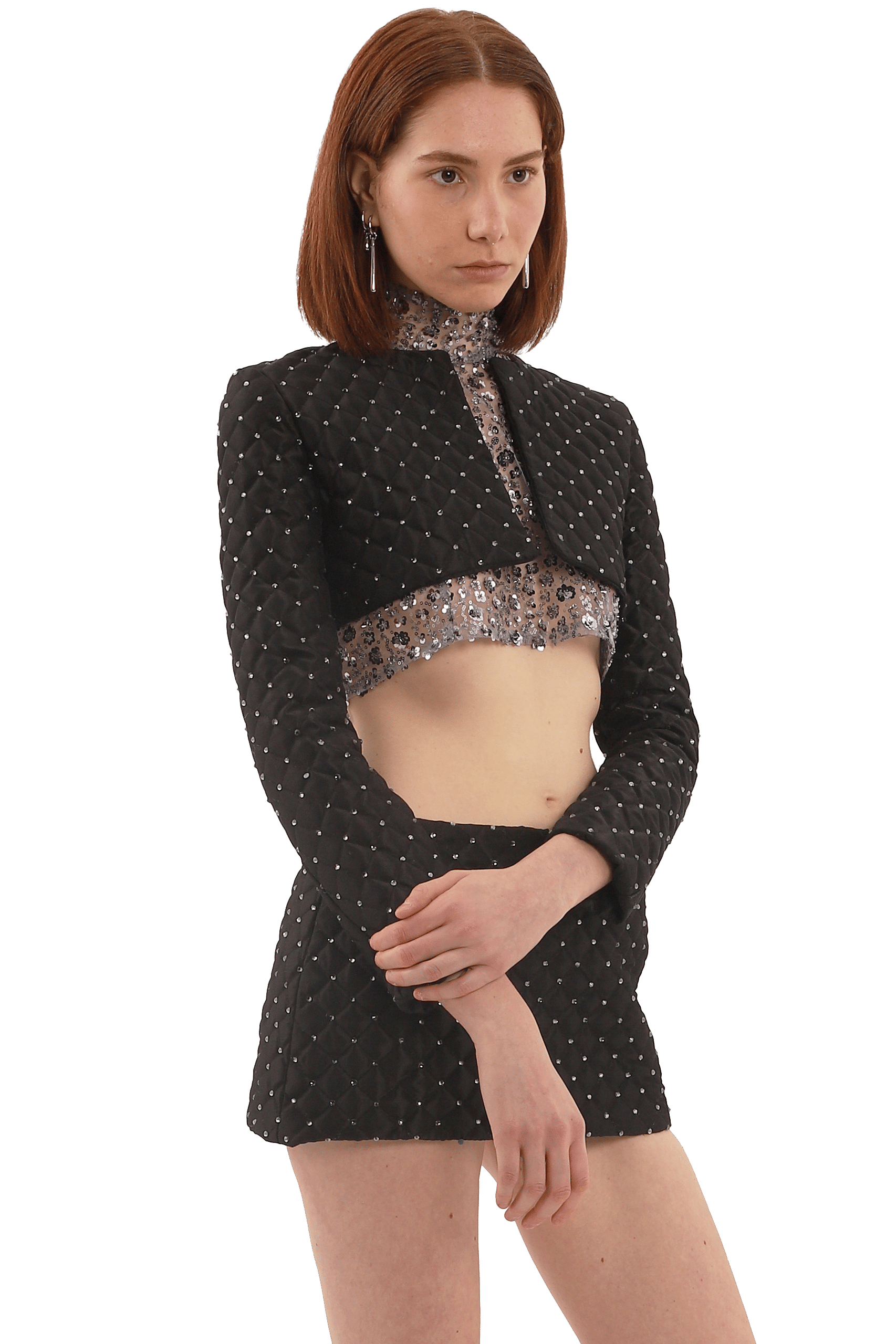 Black crystal quilted jacket made by Compte Spain