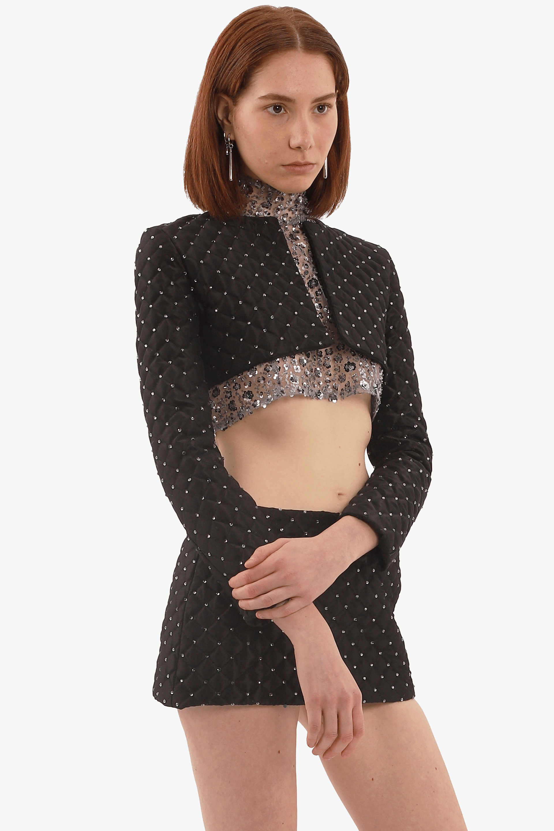 Black crystal quilted jacket made by Compte Spain