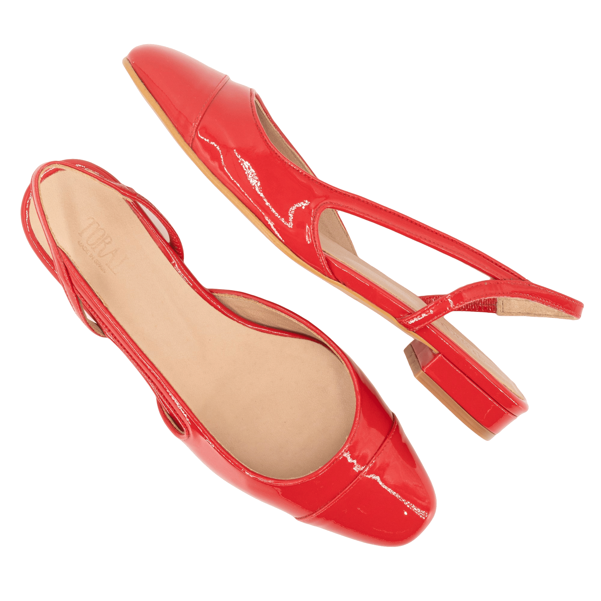 LUISA RED PATENT BALLERINAS made by Toral