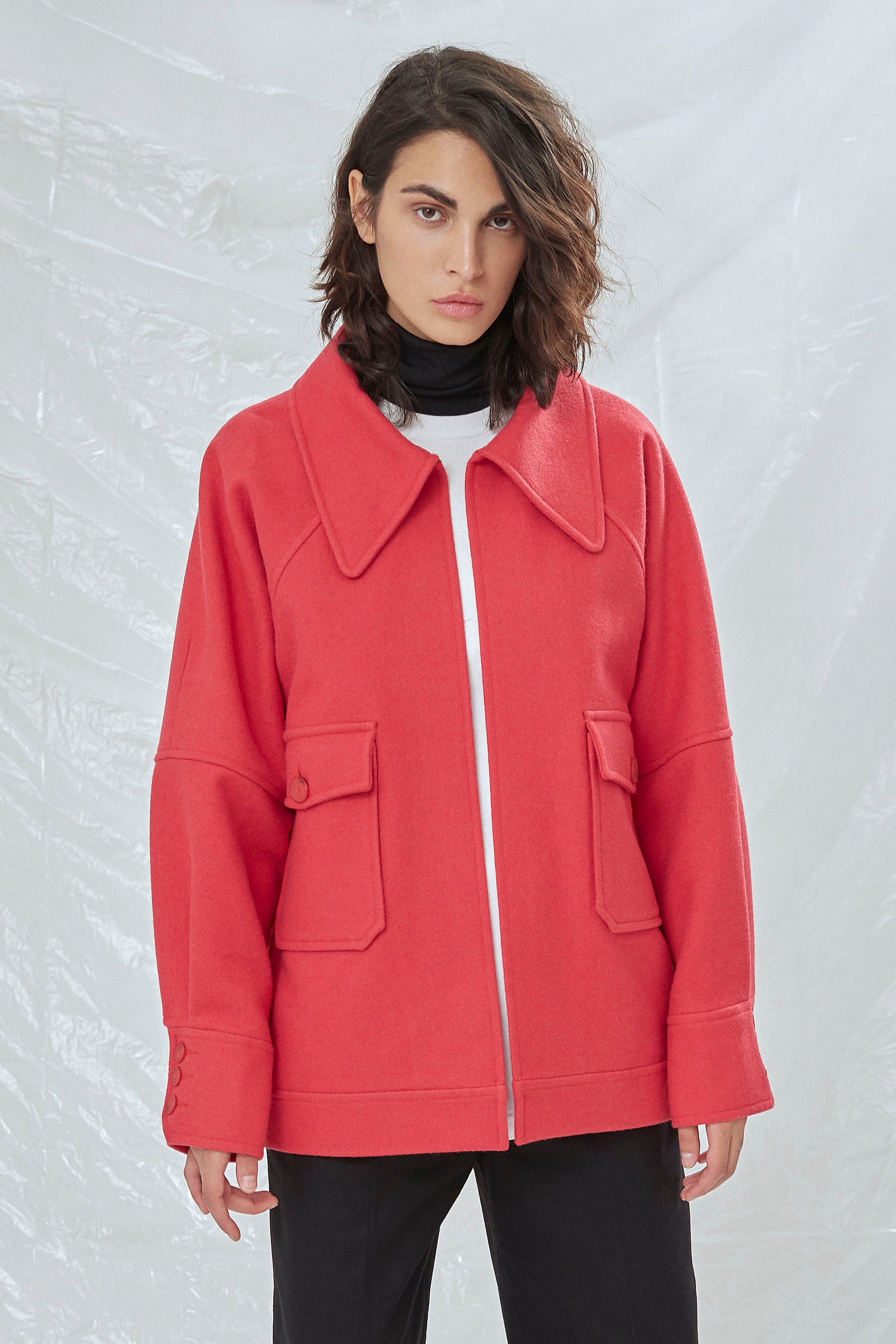 Terry Wool Blend Jacket in Pink in Pink made by Nazli Ceren