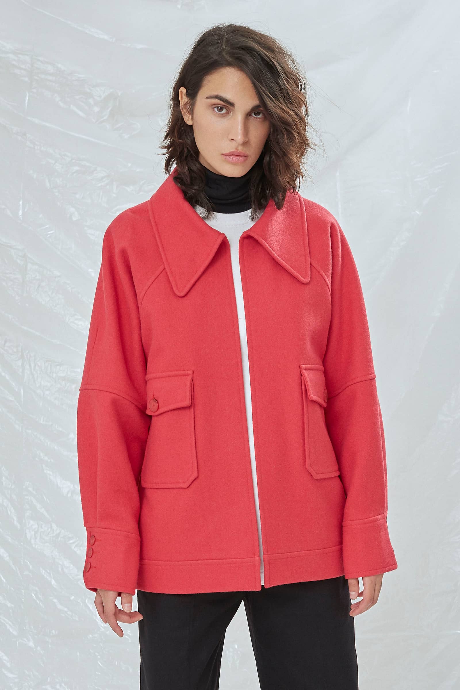 Terry Wool Blend Jacket in Pink in Pink made by Nazli Ceren