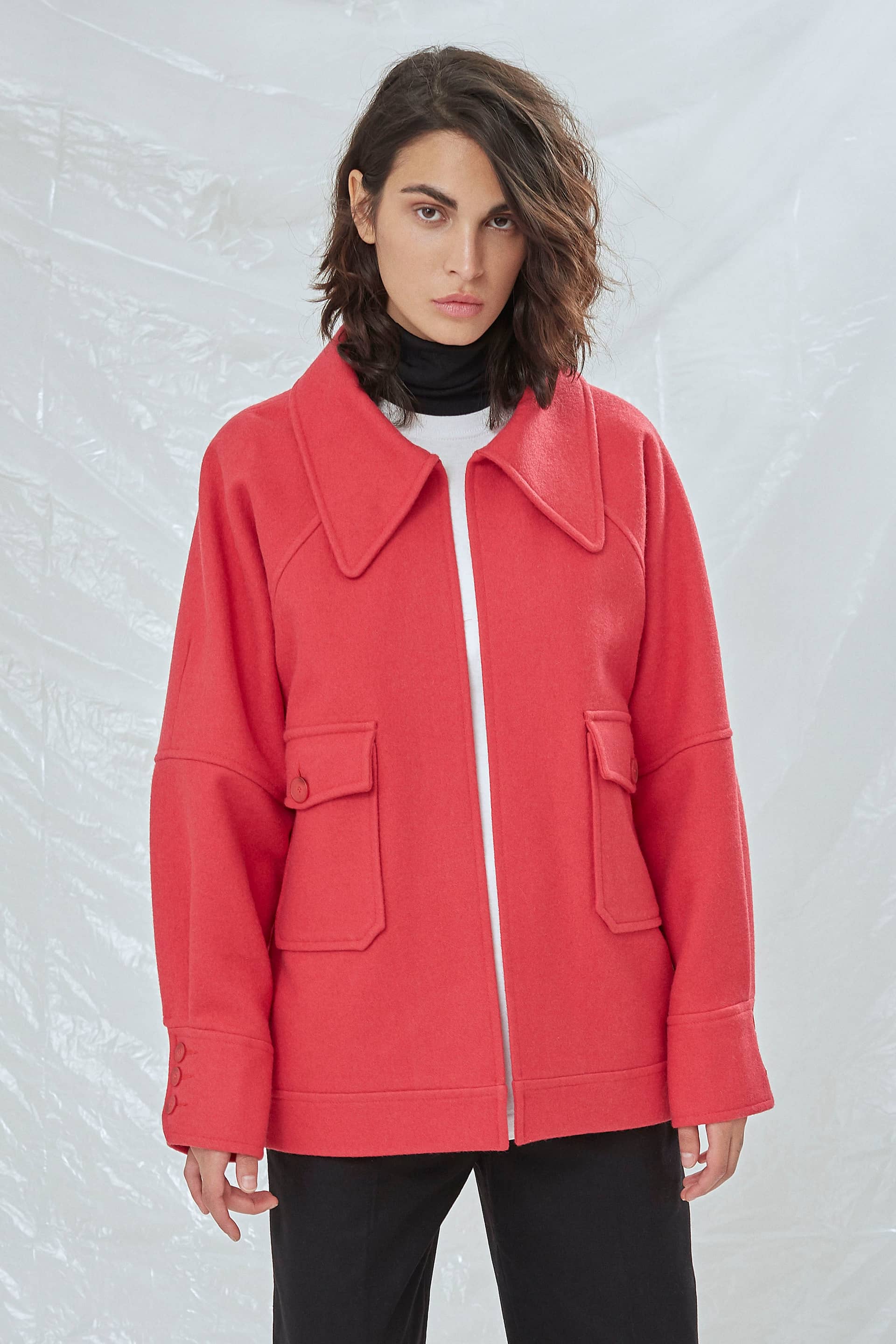 Terry Wool Blend Jacket in Pink in Pink made by Nazli Ceren