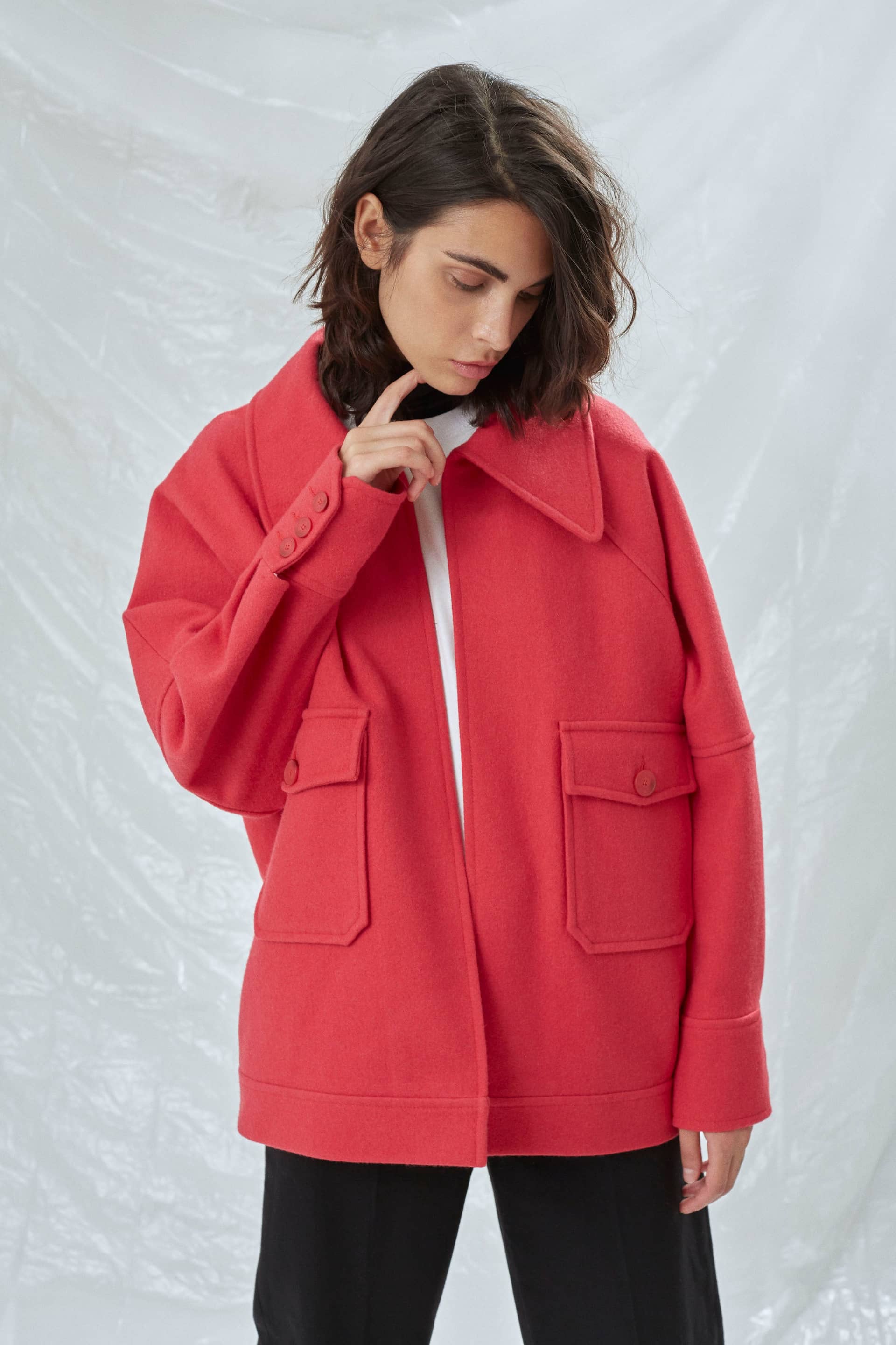 Terry Wool Blend Jacket in Pink in Pink made by Nazli Ceren