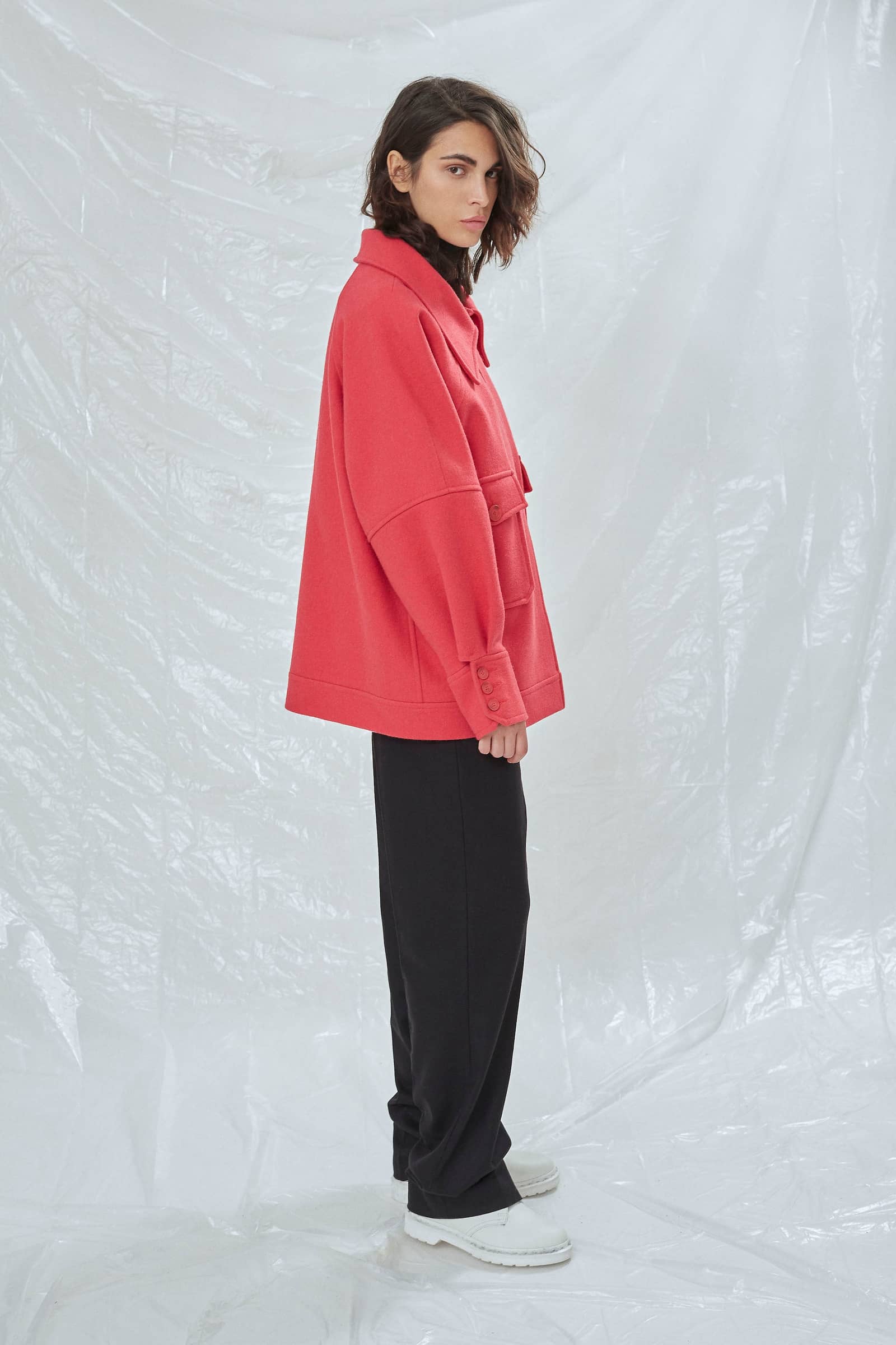 Terry Wool Blend Jacket in Pink in Pink made by Nazli Ceren