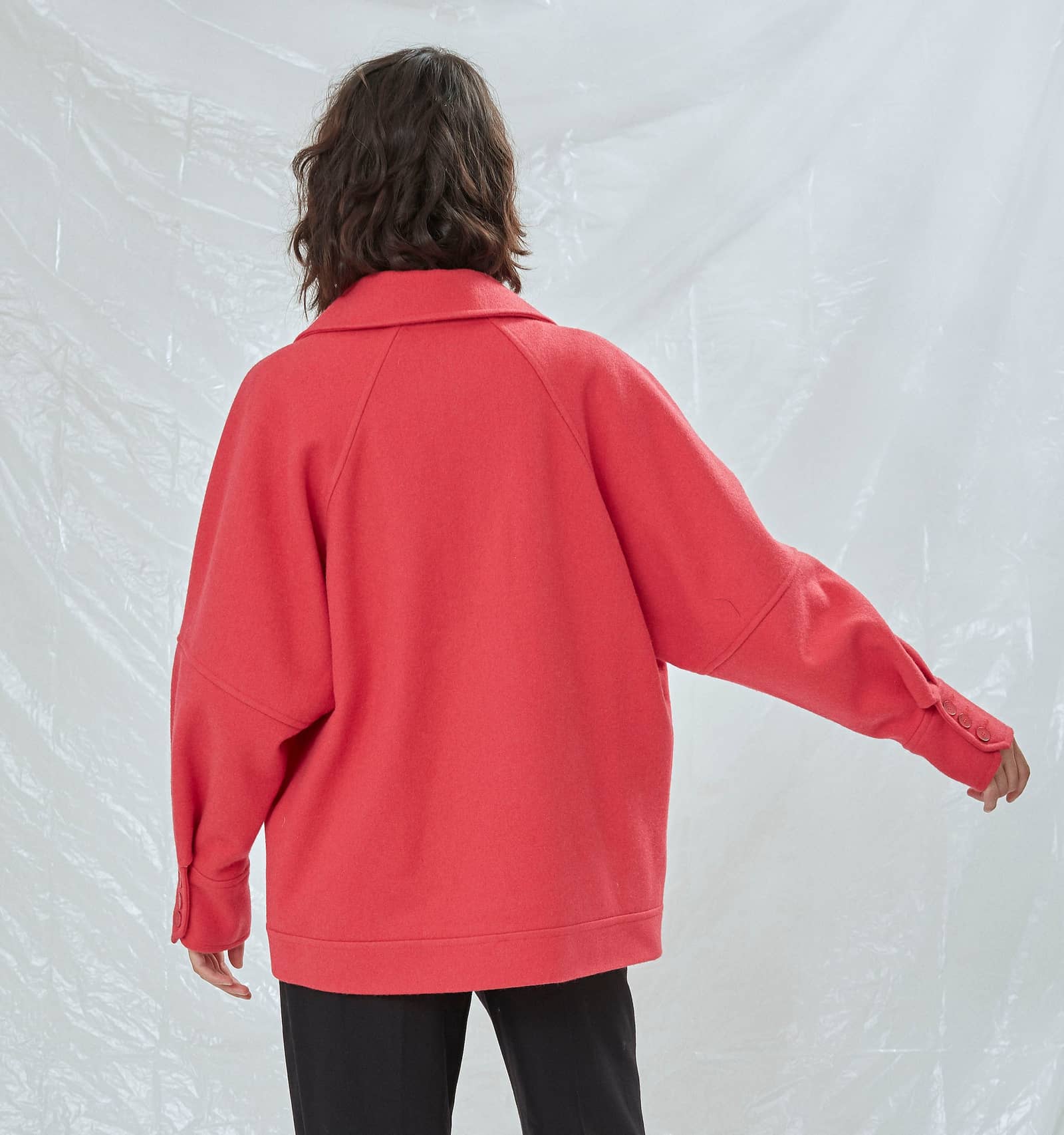 Terry Wool Blend Jacket in Pink in Pink made by Nazli Ceren